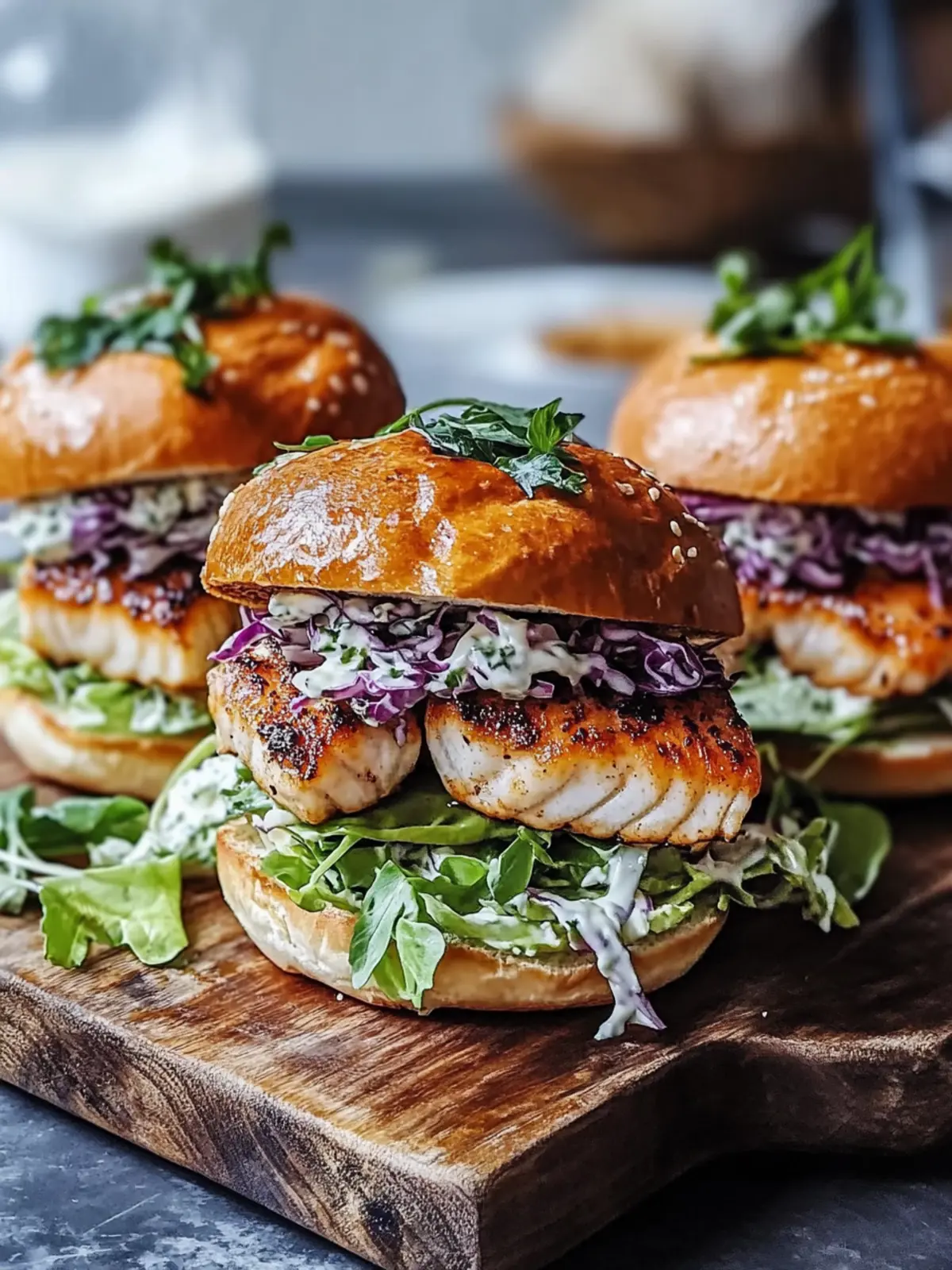 Knusprige Lachs-Slider mit Zitronen-Rucola-Slaw für Genussmomente 4 Knusprige Lachs-Slider mit Zitronen-Rucola-Slaw
