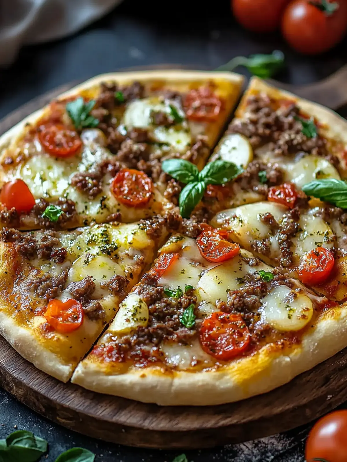 Köstliche Kartoffelpizza mit Hackfleisch für kreative Feinschmecker 2 Kartoffelpizza mit Hackfleisch