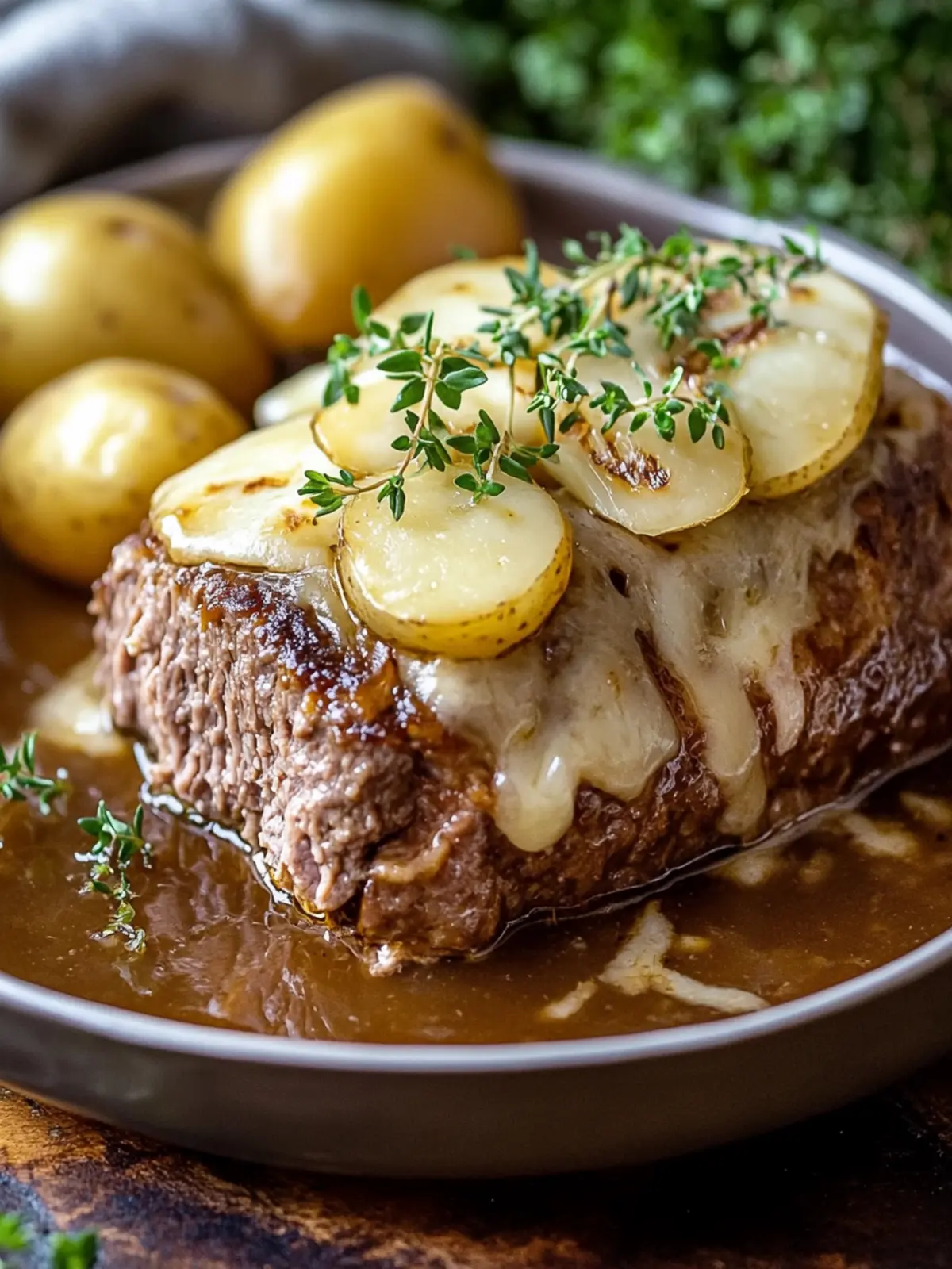 Crockpot Französischer Zwiebel-Hackbraten: Einfache Wohlfühlmahlzeit 3 Crockpot Französisches Zwiebel-Hackbraten: Komfortnahrung leicht gemacht