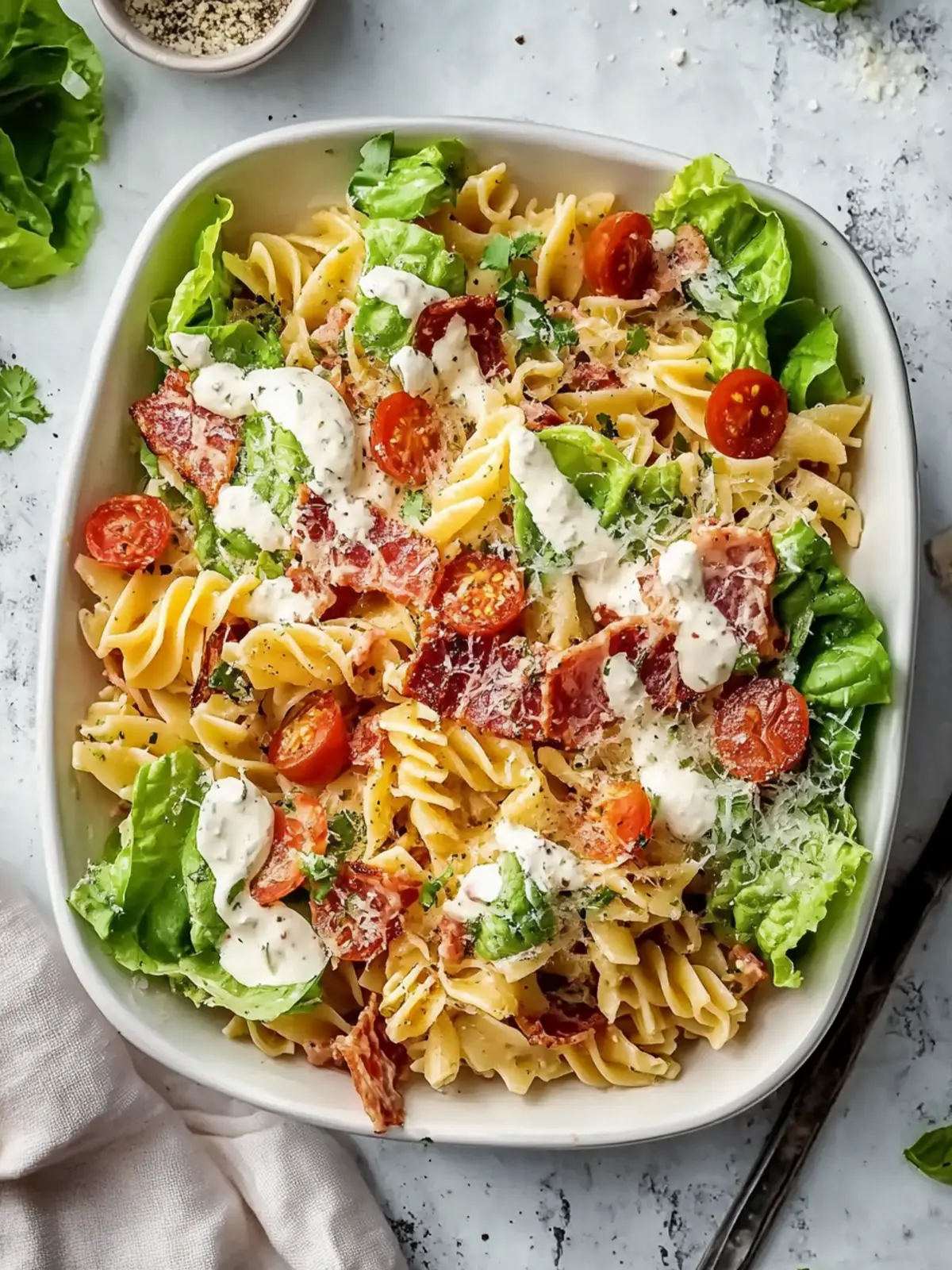 Einfache hohe Protein BLT Pasta Salat für gesunde Genießer 2 Einfache hohe Protein BLT Pasta Salat