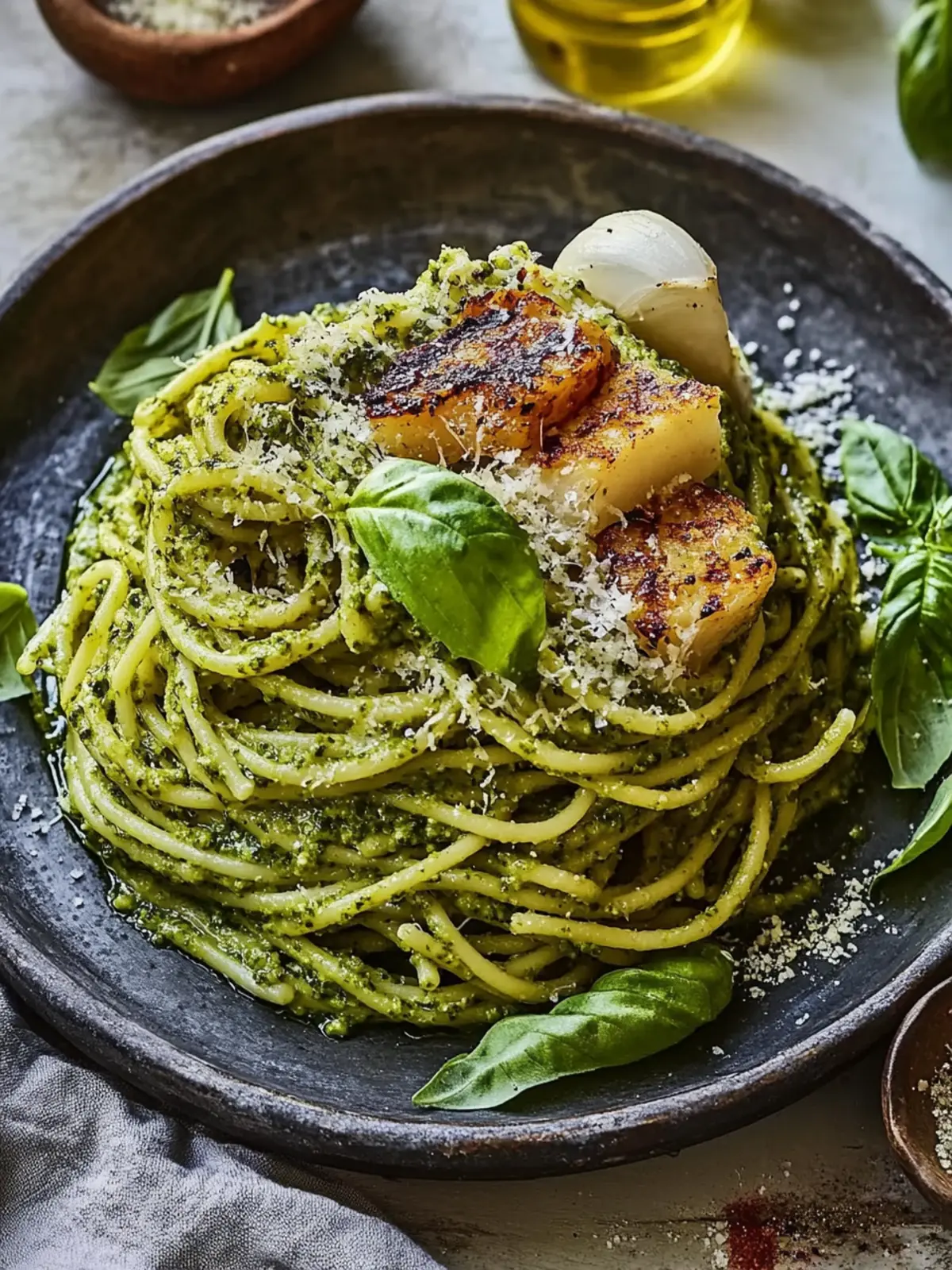 Pesto-Nudeln und gegrillte Garnelen für ein Gourmet-Feeling zuhause 2 Pesto-Nudeln und gegrillte Garnelen