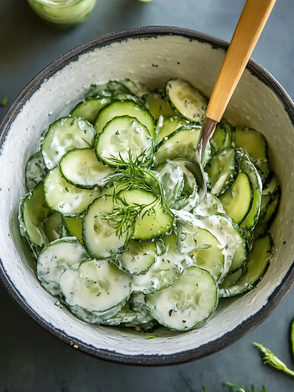Beste hausgemachte cremige Gurkensalat