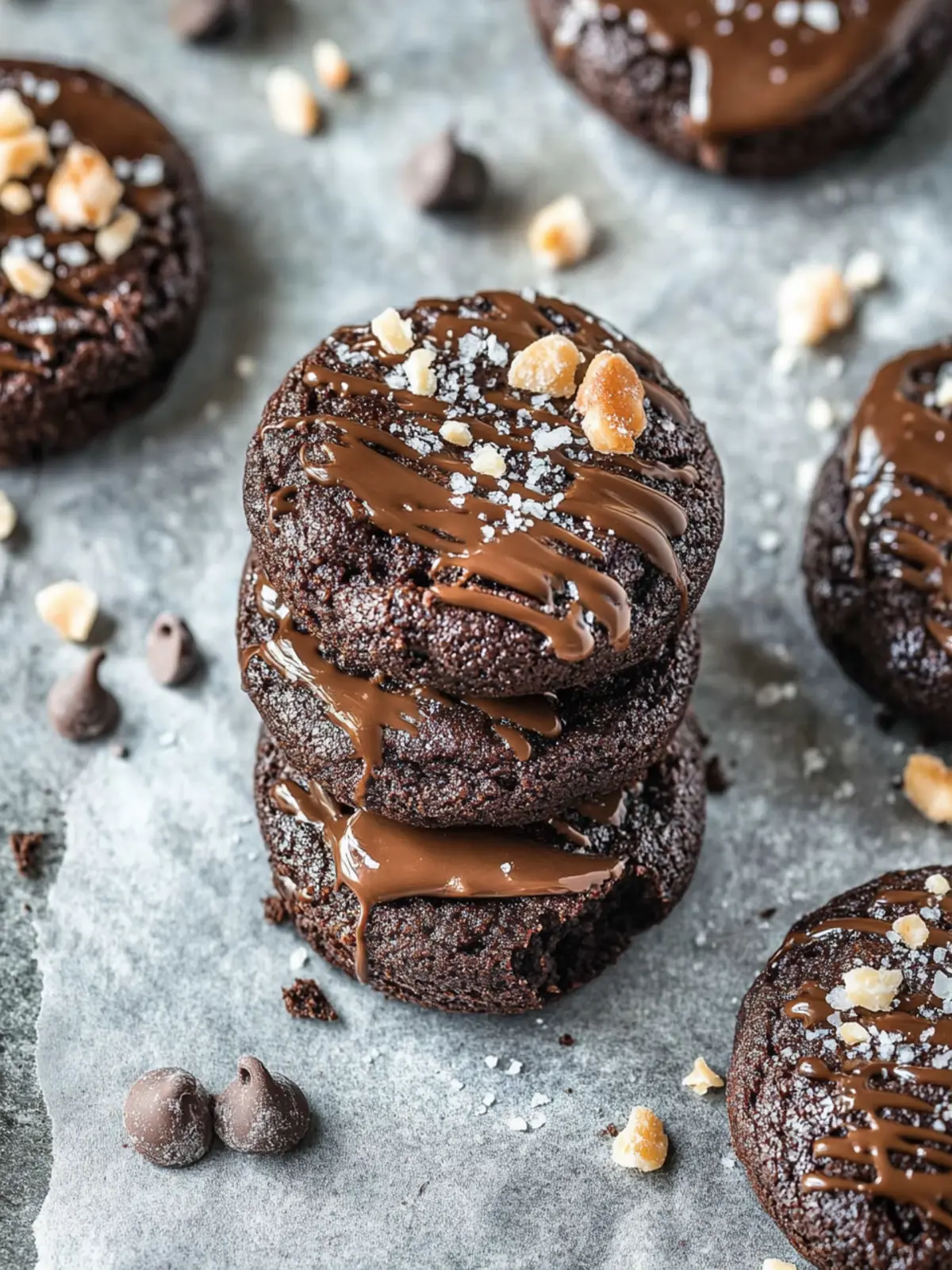 Doppelt Schokoladen-Salz-Karamell-Kekse