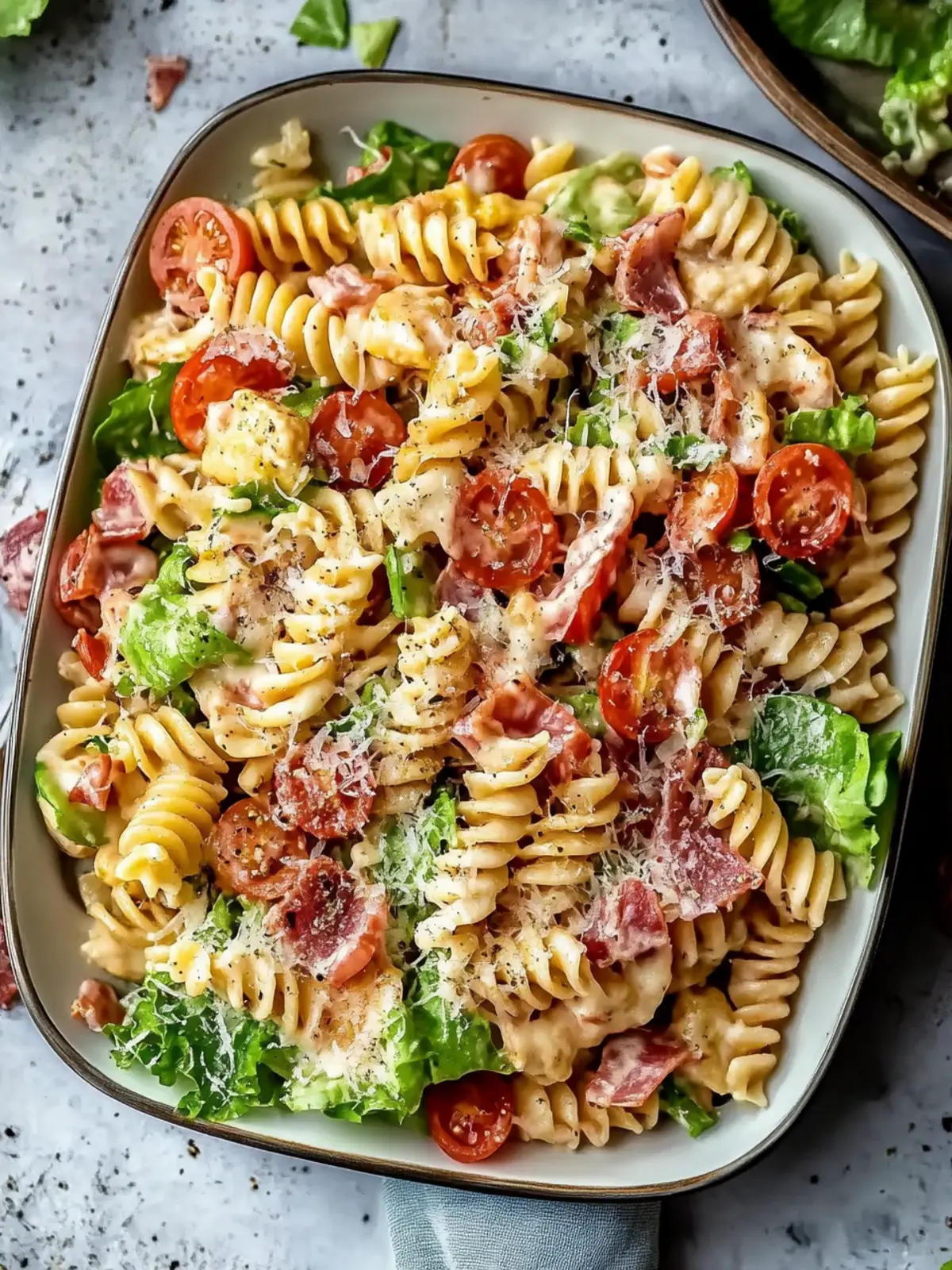 Einfache hohe Protein BLT Pasta Salat für gesunde Genießer 3 Einfache hohe Protein BLT Pasta Salat