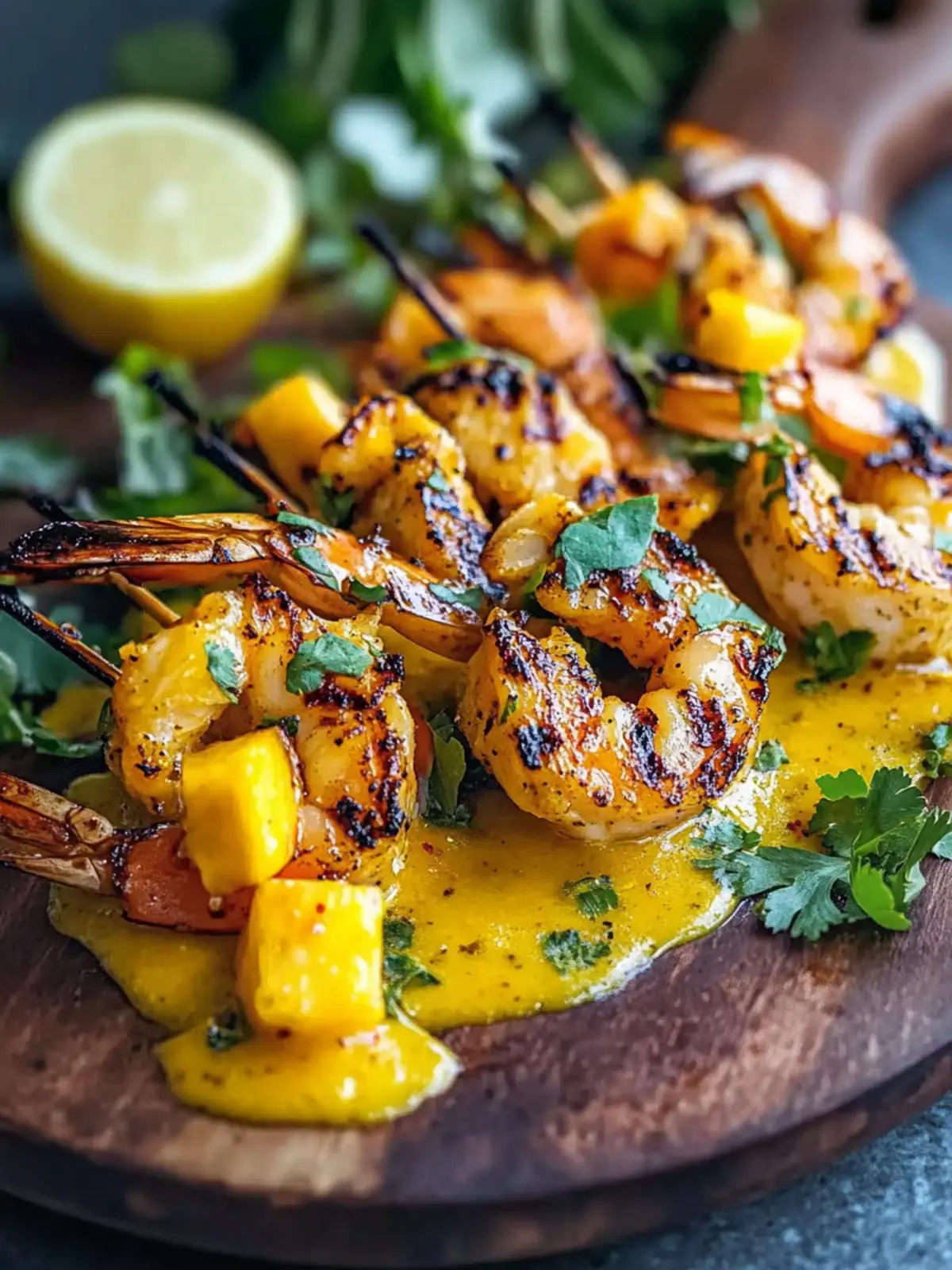 Gegrillte Garnelen mit würziger Mango-Limetten-Coulis genießen 2 Gegrillte Garnelen mit würziger Mango-Limetten-Coulis