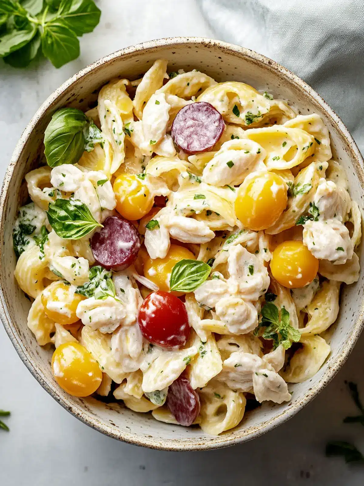 Cremiger Hähnchen-Pasta-Salat mit Trauben für entspannte Lunches 3 Cremiger Hähnchen-Pasta-Salat mit Trauben