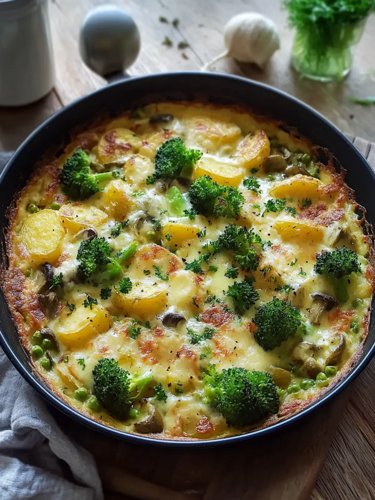 Brokkoli- und Kartoffelpfanne mit Pilzen und Käse – Familienliebling 2 Brokkoli- und Kartoffelpfanne mit Pilzen und Käse