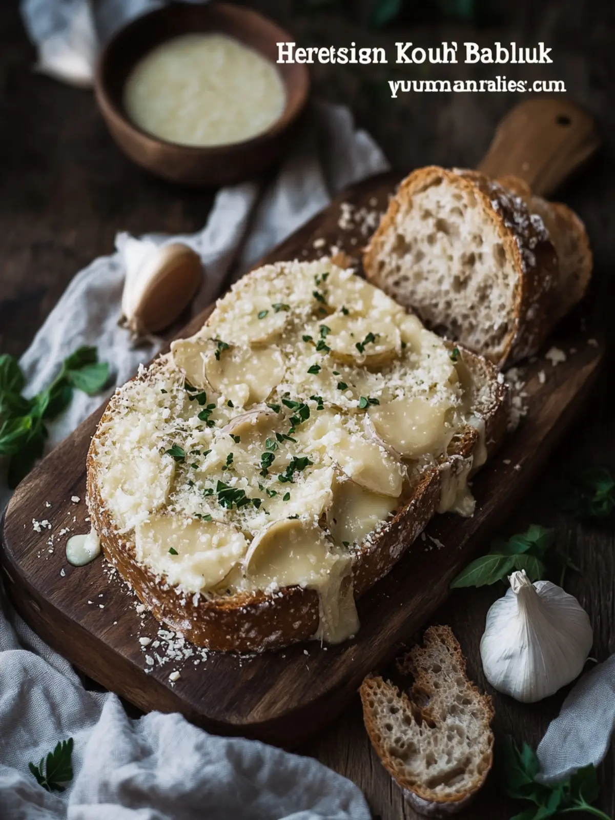Herzhafter Knoblauch-Parmesan-Fleischlaib mit cremiger Sauce 3 Herzhafter Knoblauch-Parmesan-Fleischlaib