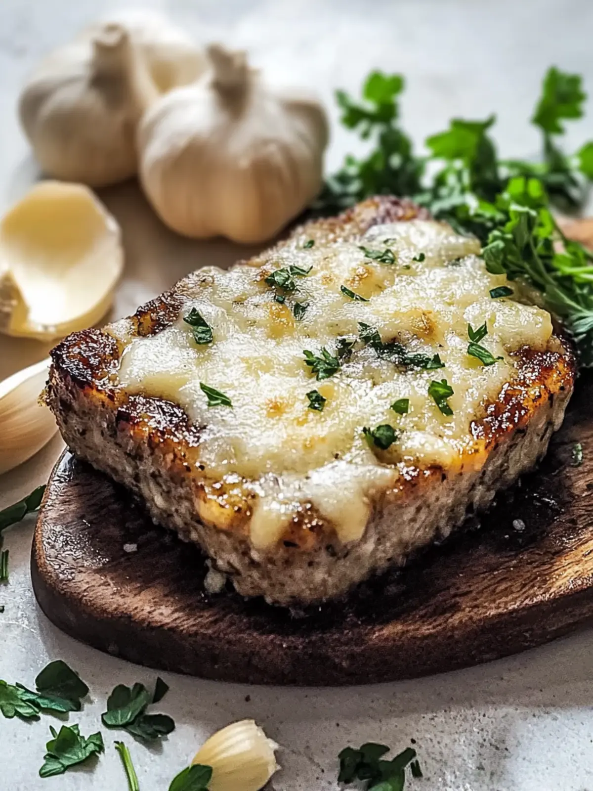 Mund-wässernde Knoblauch Parmesan Hackbraten