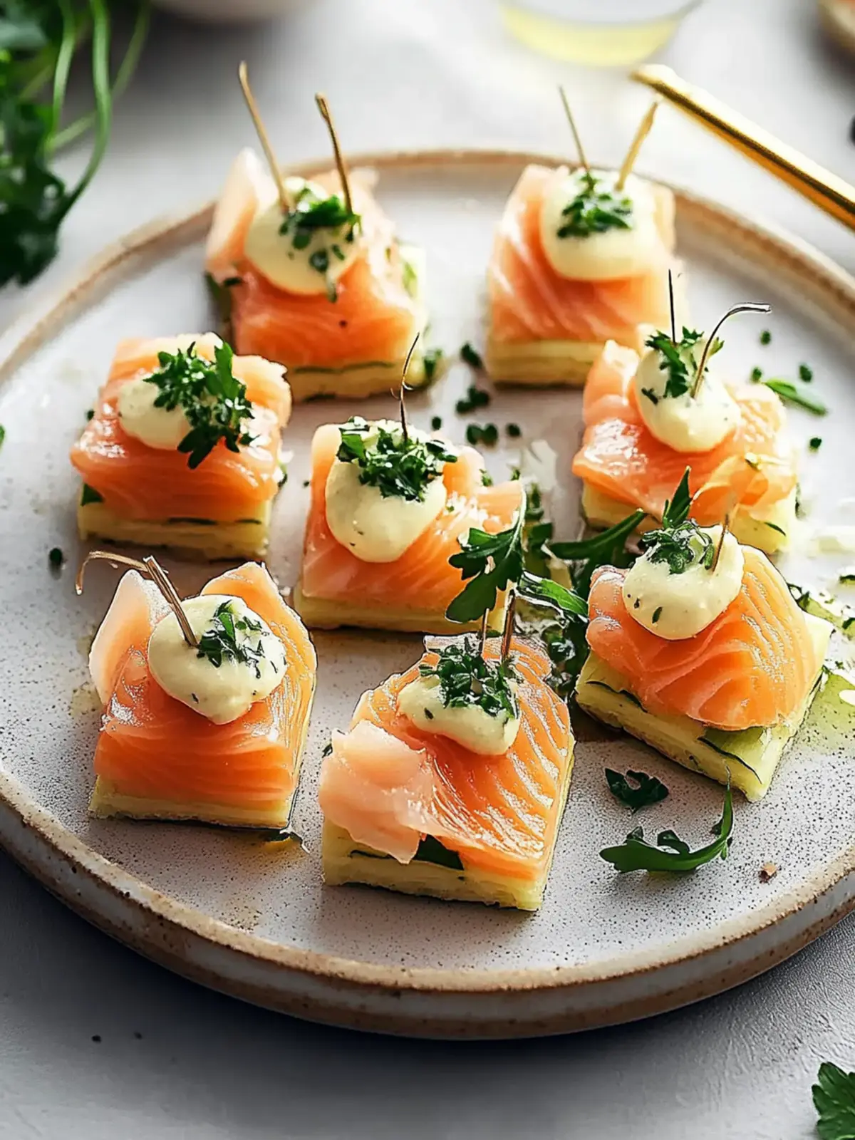 Räucherlachs-Häppchen mit Schalotten-Sauce: Köstlich und einfach 4 Räucherlachs-Häppchen mit Schalotten-Sauce: Einfaches Gourmet-Vorspeise