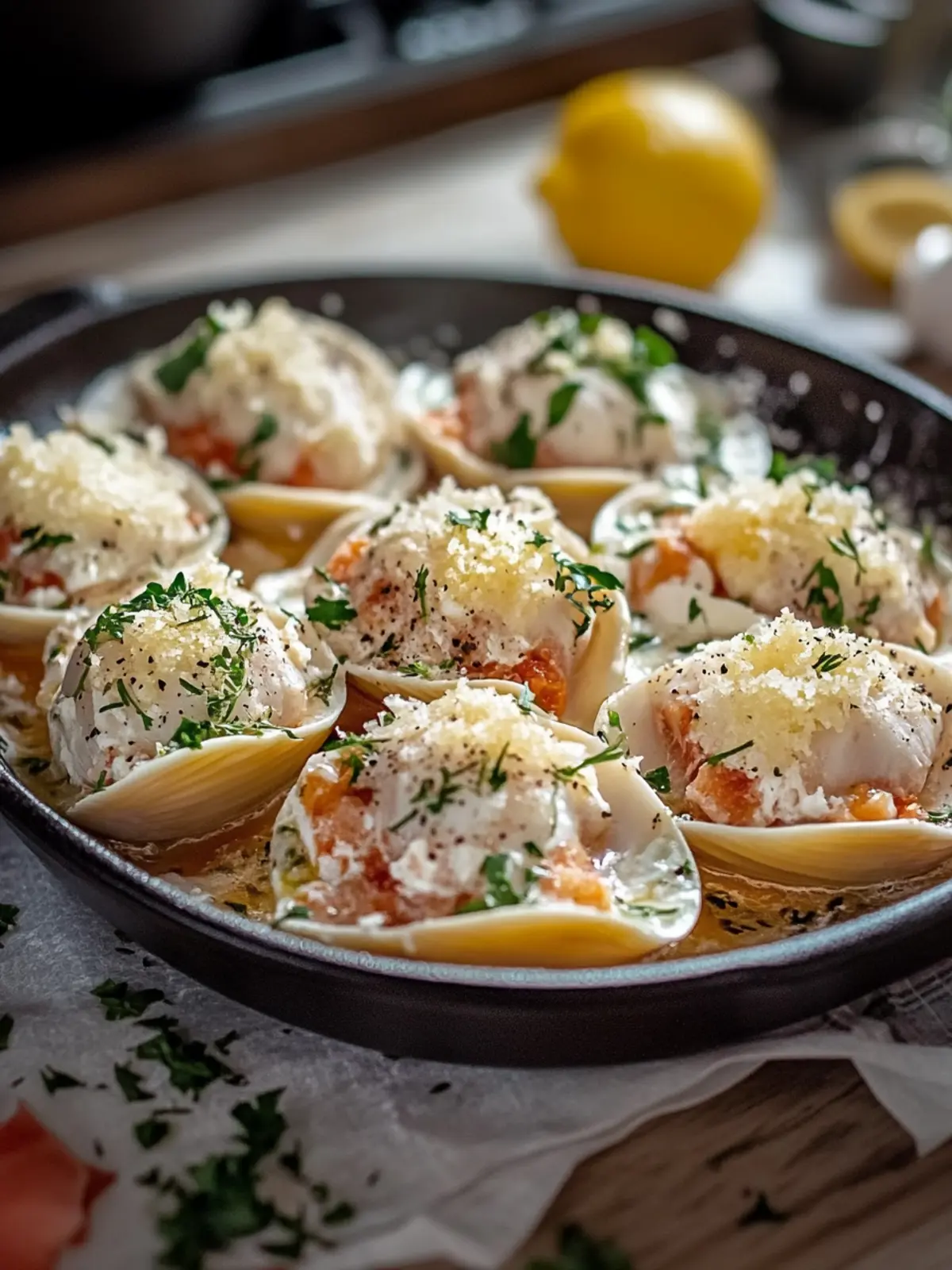 Hähnchen gefüllte Muscheln