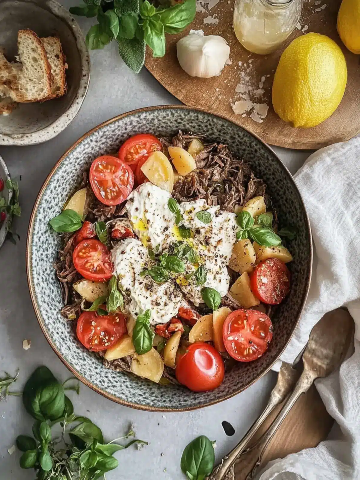 Ein-Topf Langsam Gekochtes Lamm mit Baby-Kartoffeln und Oregano