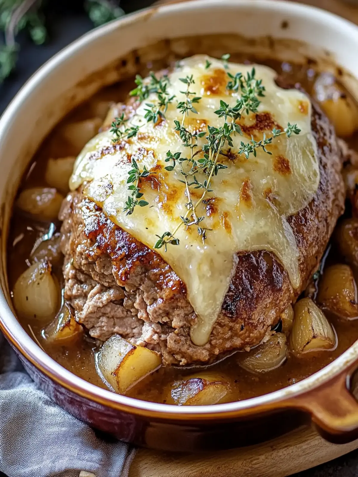 Crockpot Französischer Zwiebel-Hackbraten: Einfache Wohlfühlmahlzeit 4 Crockpot Französisches Zwiebel-Hackbraten: Komfortnahrung leicht gemacht