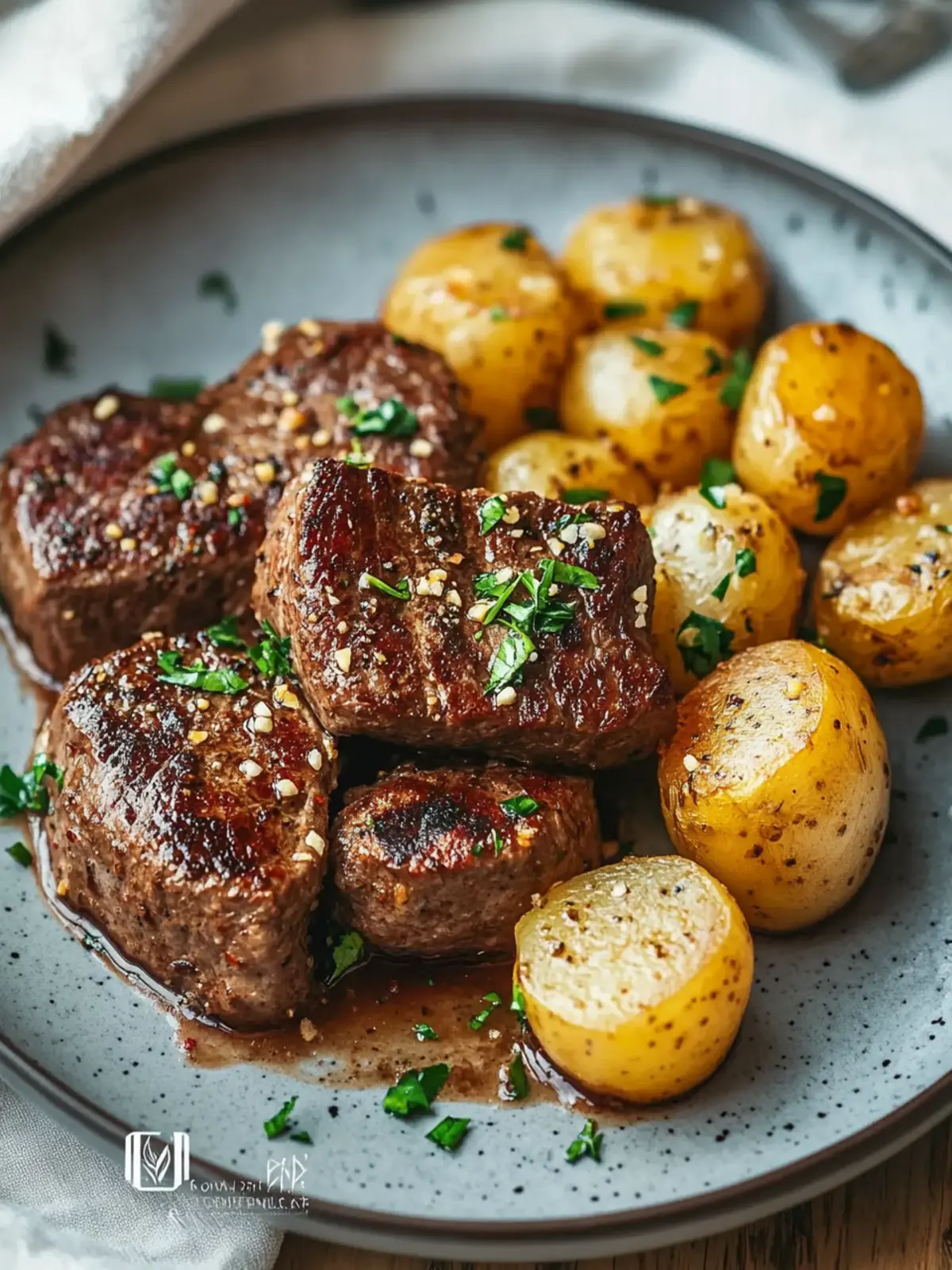 Knoblauch Steak Bissen und Kartoffeln Rezept – Einfache Genüsse 2 Knoblauch Steak Bissen und Kartoffeln Rezept