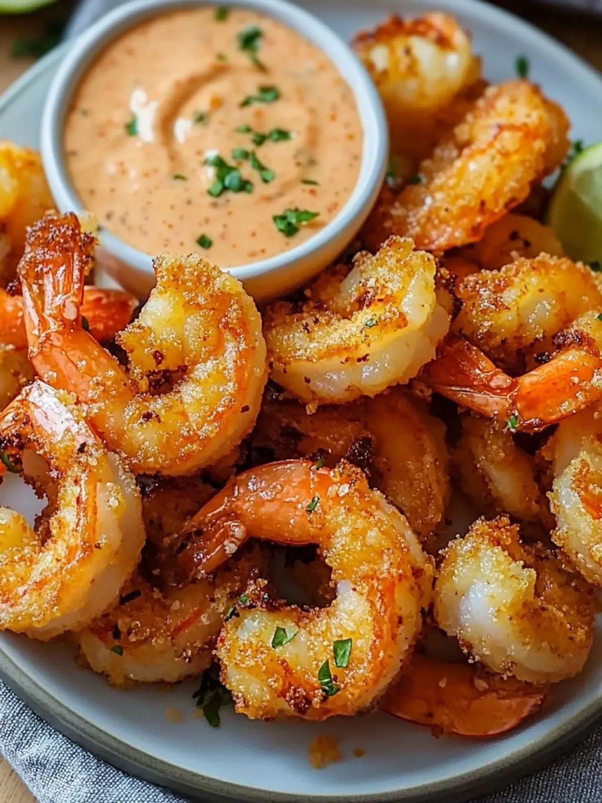 Knusprige Airfryer Garnelen mit Sriracha-Mayonnaise genießen 3 Fried shrimp from the air fryer with Sriracha mayonnaise