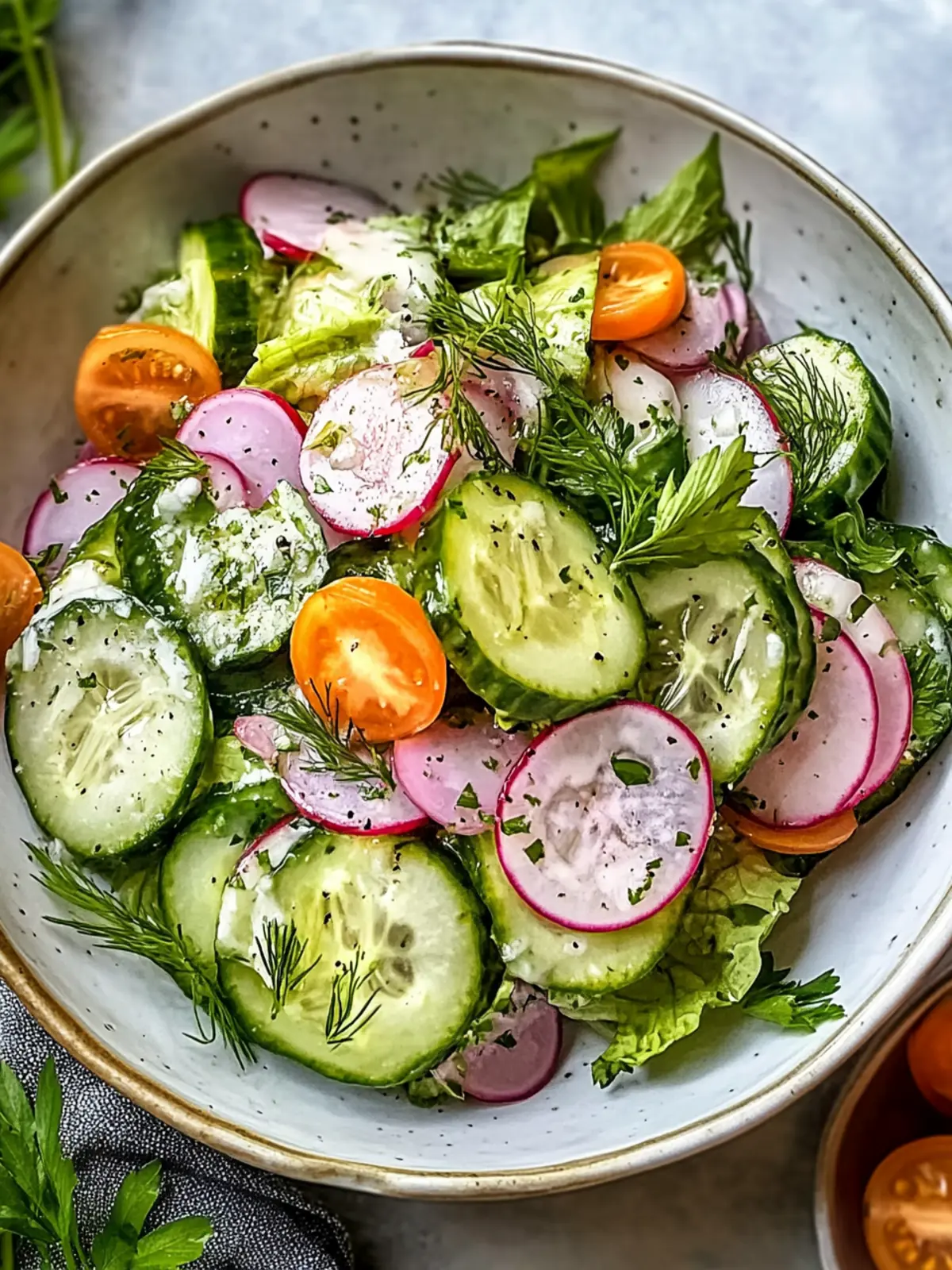 Erfrischender Cremiger Gurkensalat für den perfekten Sommergenuss 4 Cremiger Gurkensalat