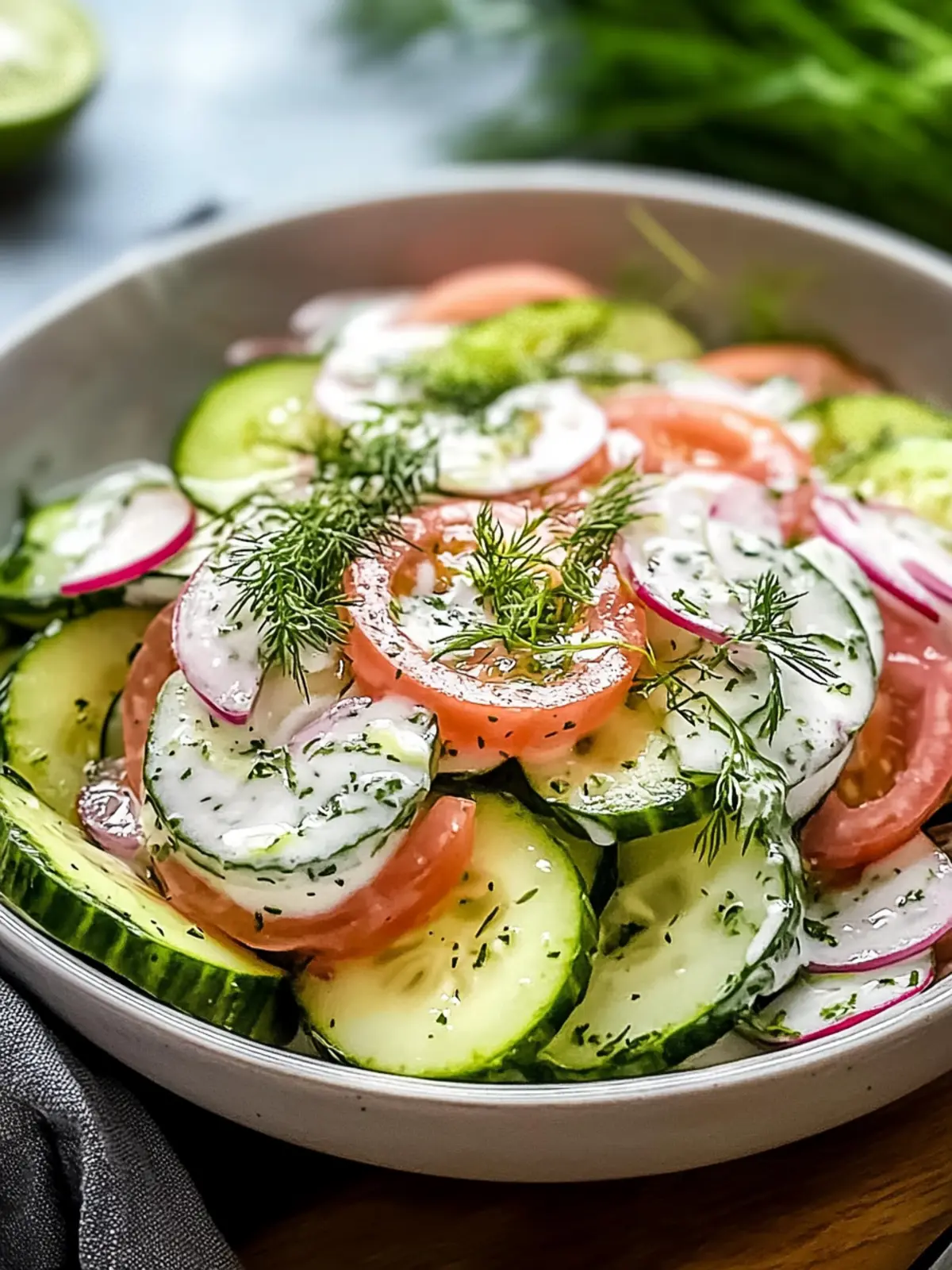 Erfrischender Cremiger Gurkensalat für den perfekten Sommergenuss 3 Cremiger Gurkensalat