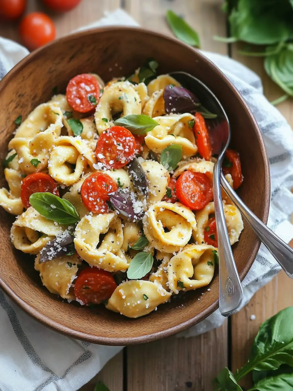 Geröstete rote Paprika und Parmesan Tortellini Salat für den Sommer 2 Geröstete rote Paprika und Parmesan Tortellini Salat
