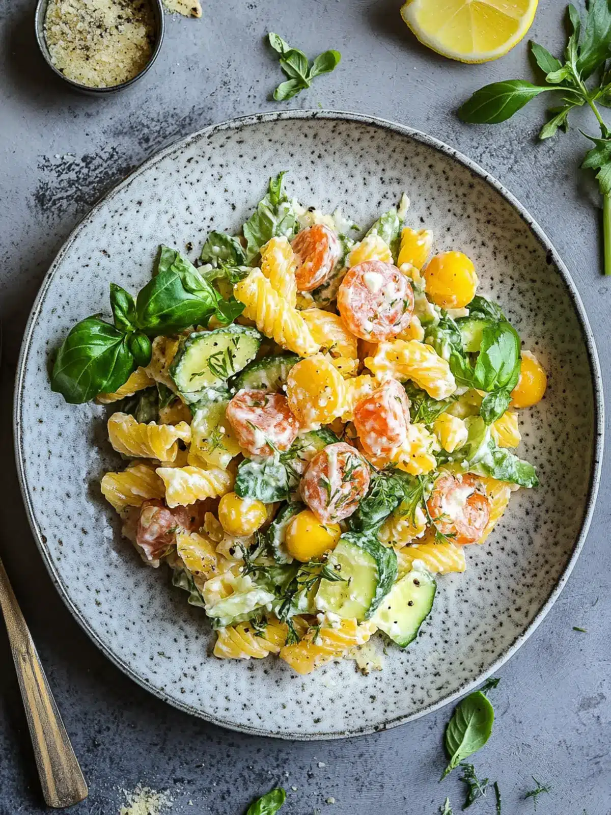 Frischer Nudelsalat mit Joghurtdressing für den Sommergenuss 2 Nudelsalat mit Joghurtdressing