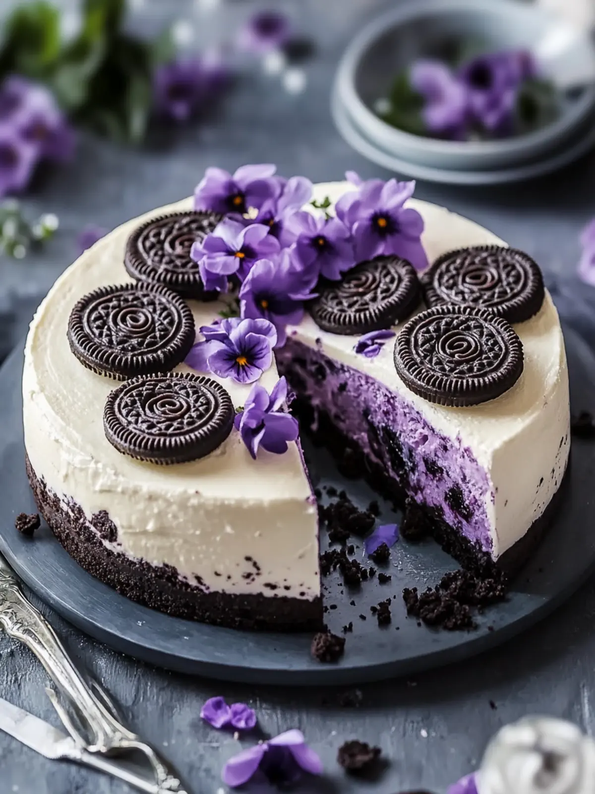 Violetter Oreo Käsekuchen – Der festliche Traum für Genießer 2 Violetter Oreo Käsekuchen