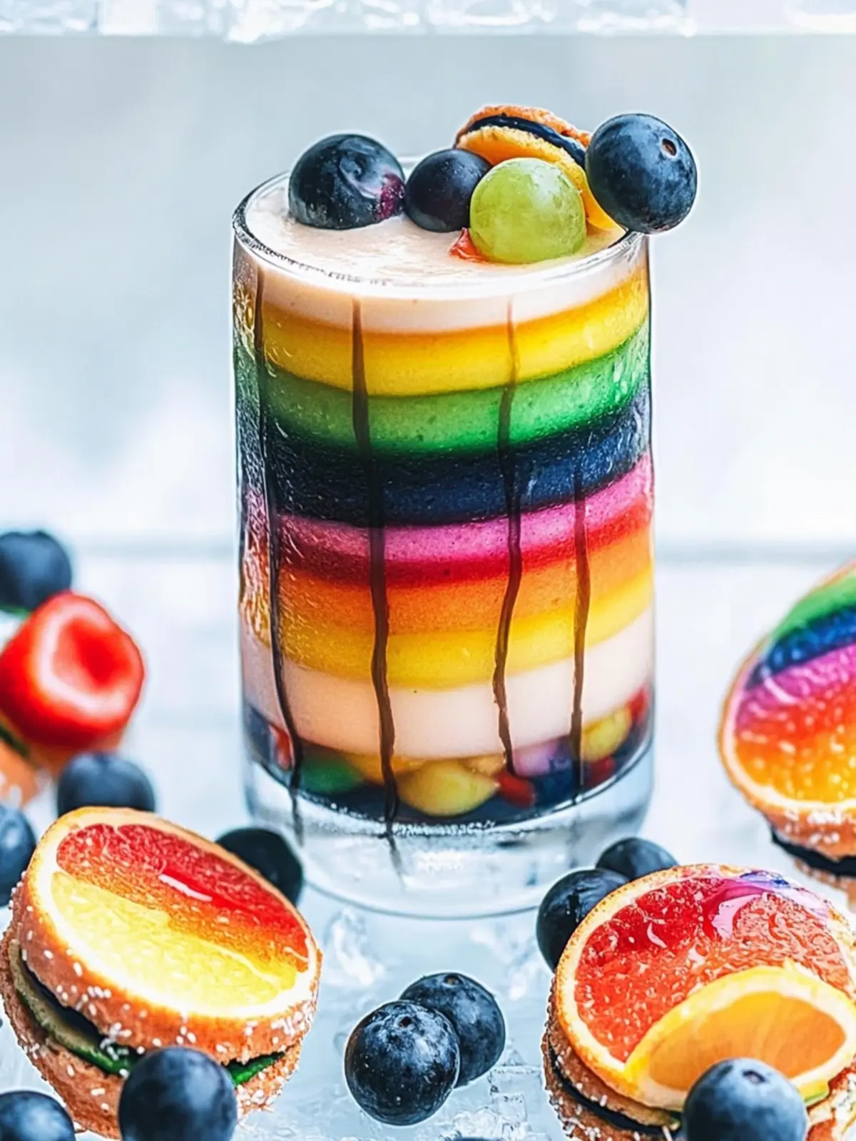 Schwarz-weiß Makronen mit Regenbogen-Drizzle für Feierstimmung 3 Schwarz-weiß Makronen mit Regenbogen-Drizzle