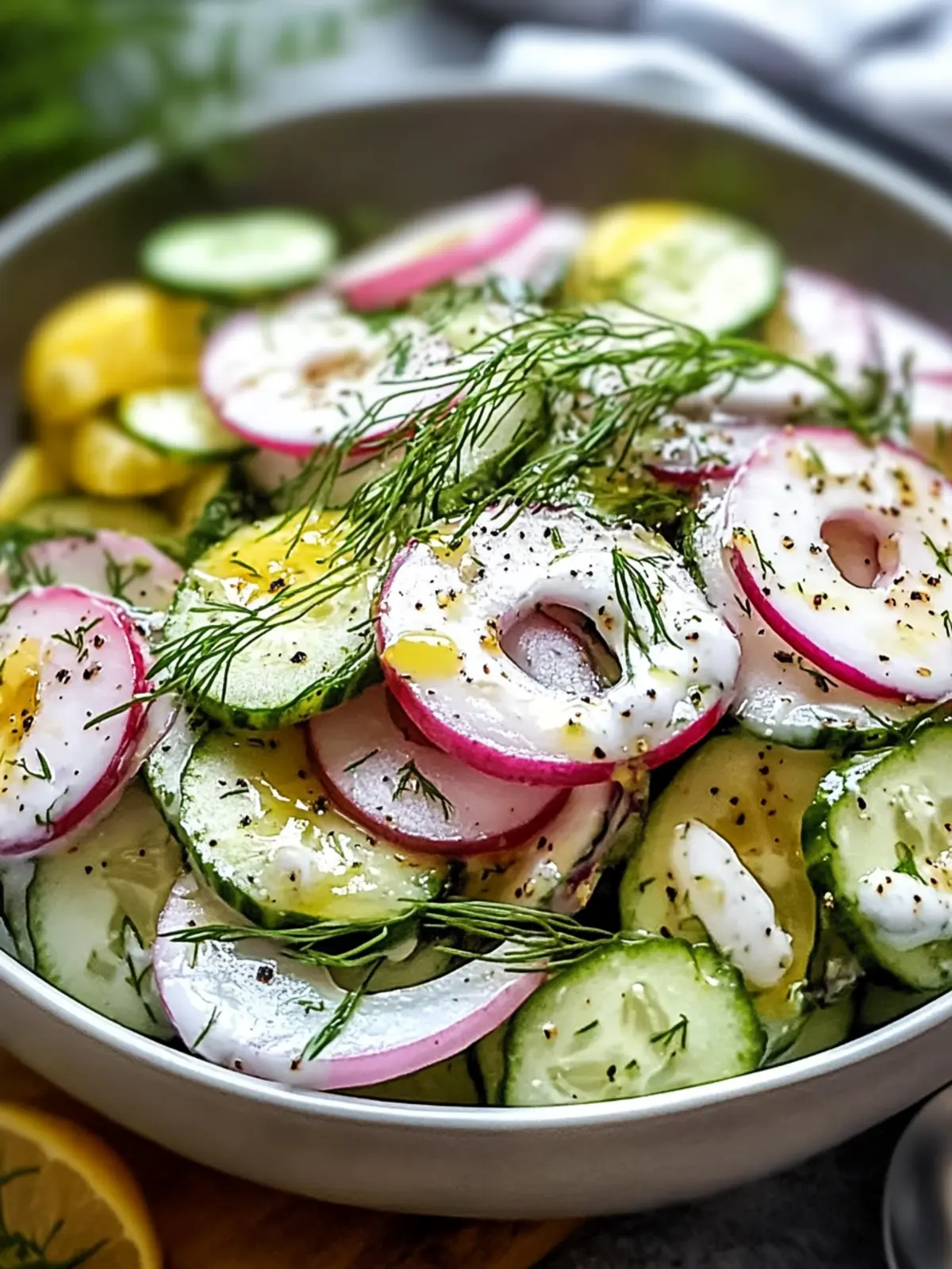 Erfrischender Cremiger Gurkensalat für den perfekten Sommergenuss 5 Cremiger Gurkensalat
