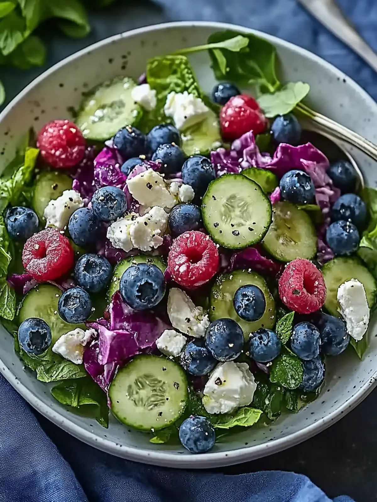 Frischer Gurken-Blaubeer-Salat: Leicht, frisch und köstlich 4 Frischer Gurken-Blaubeer-Salat