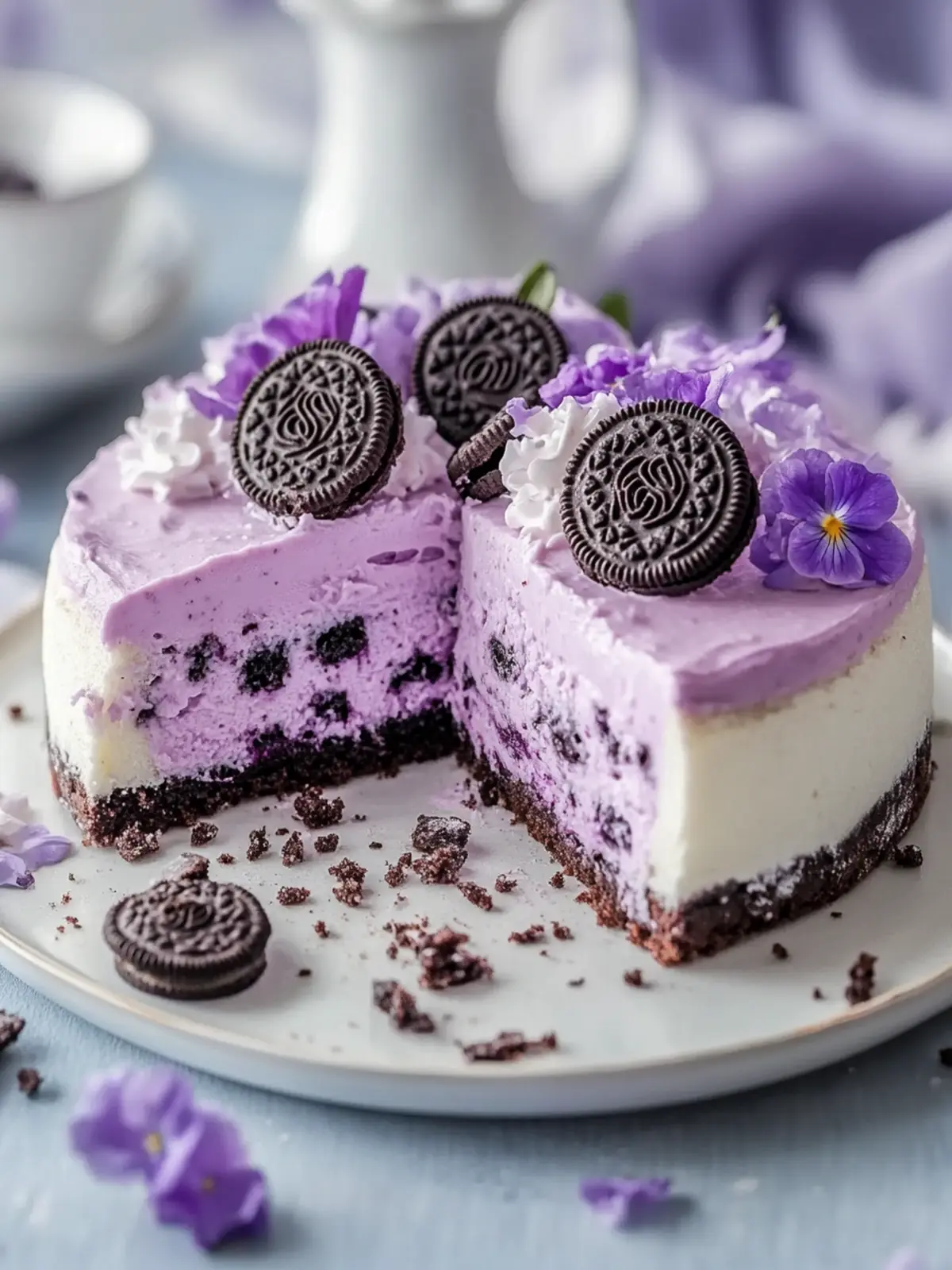 Violetter Oreo Käsekuchen – Der festliche Traum für Genießer 4 Violetter Oreo Käsekuchen