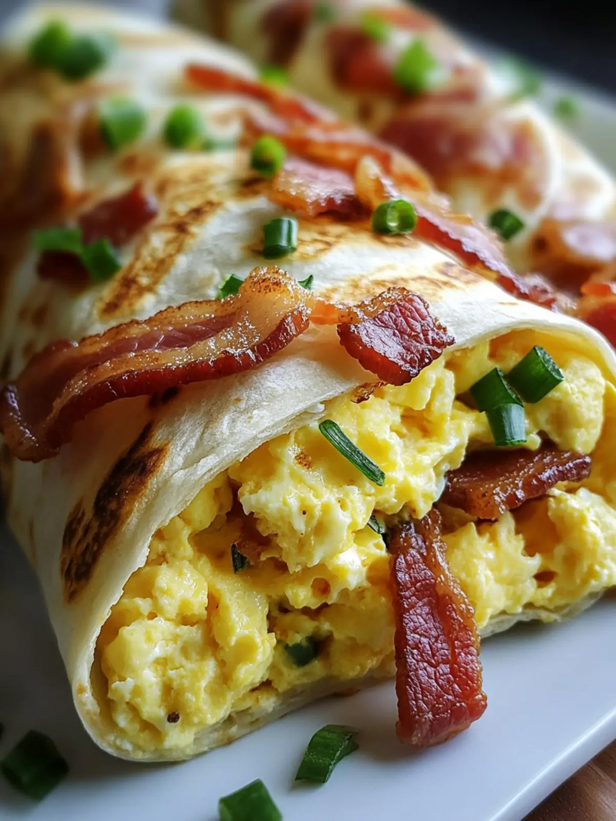 breakfast wrap with bacon and scrambled eggs