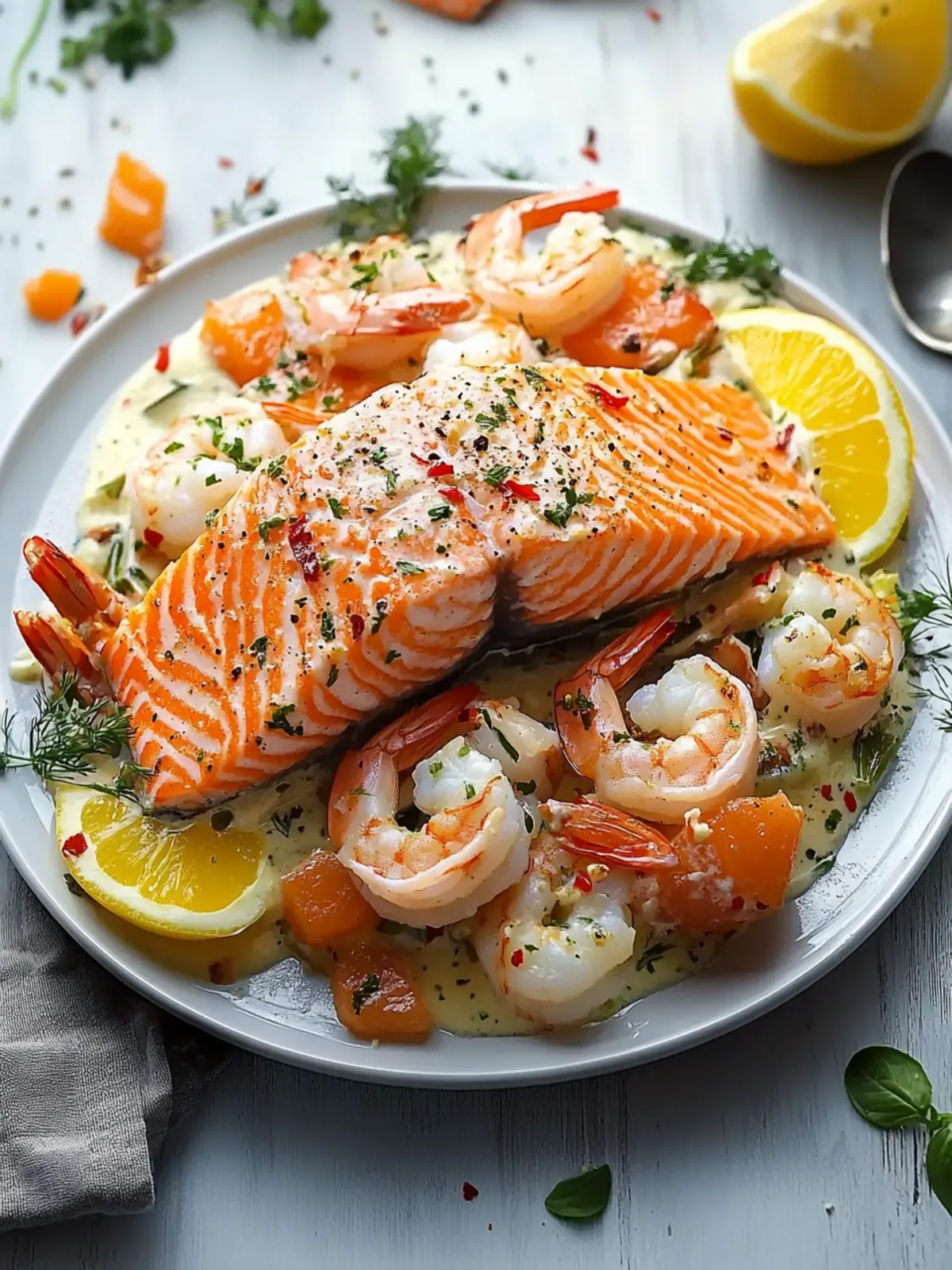 Saftiger Lachs mit Krabben und Garnelen – Ein Gourmettraum 2 Saftiger Lachs mit Krabben und Garnelen