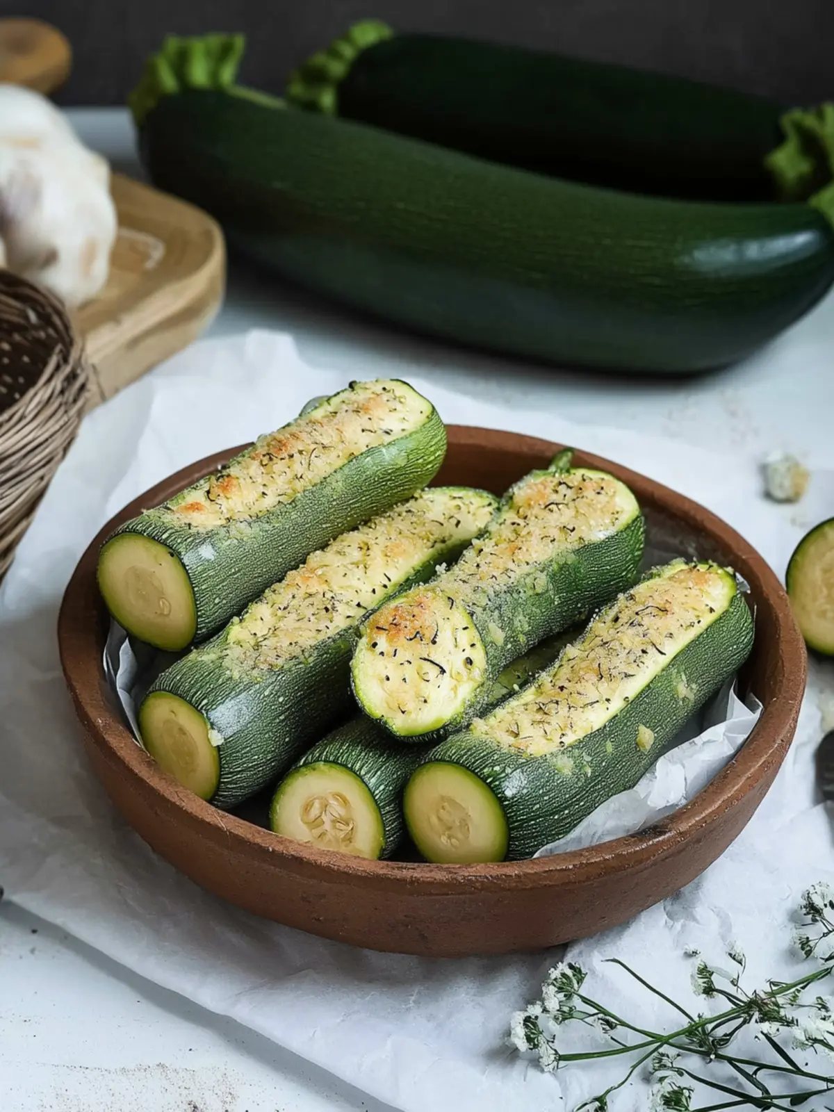 Köstliche Zucchiniröllchen mit Schinken und Käse genießen 4 Zucchiniröllchen