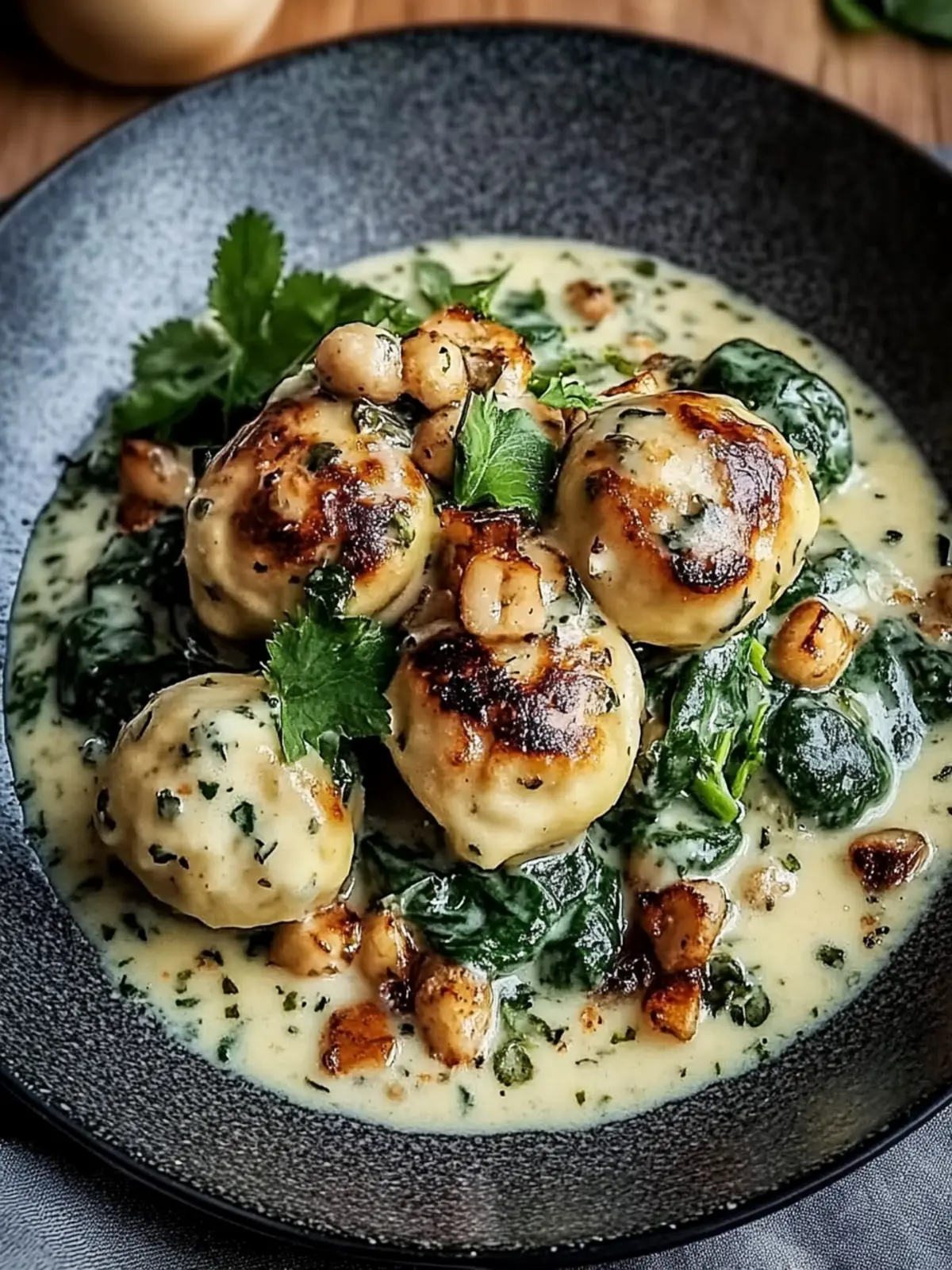 Spinatknödel mit Pilzragout: Herzhaftes Wohlfühlessen für dich 2 Spinatknödel mit Pilzragout