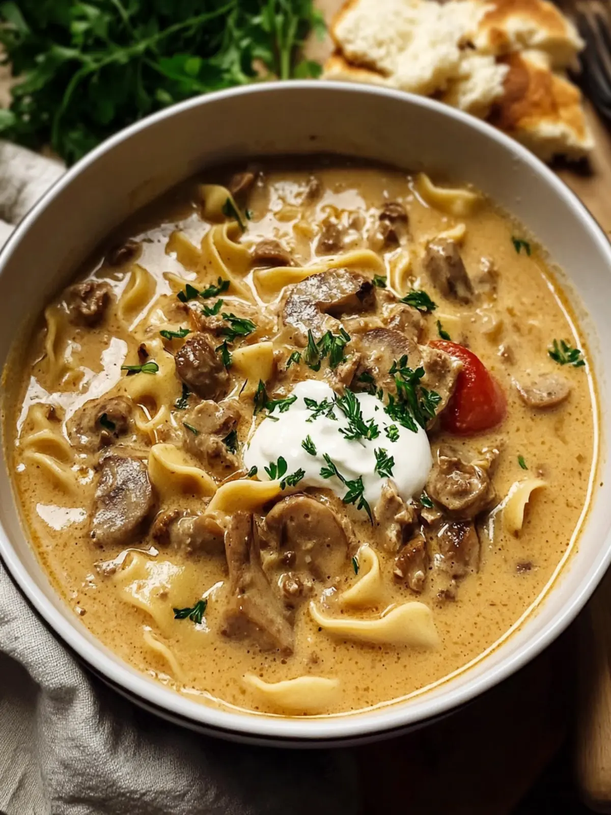 Herzhafte Stroganoff Hack Suppe für kalte Tage genießen 4 Stroganoff Hack Suppe