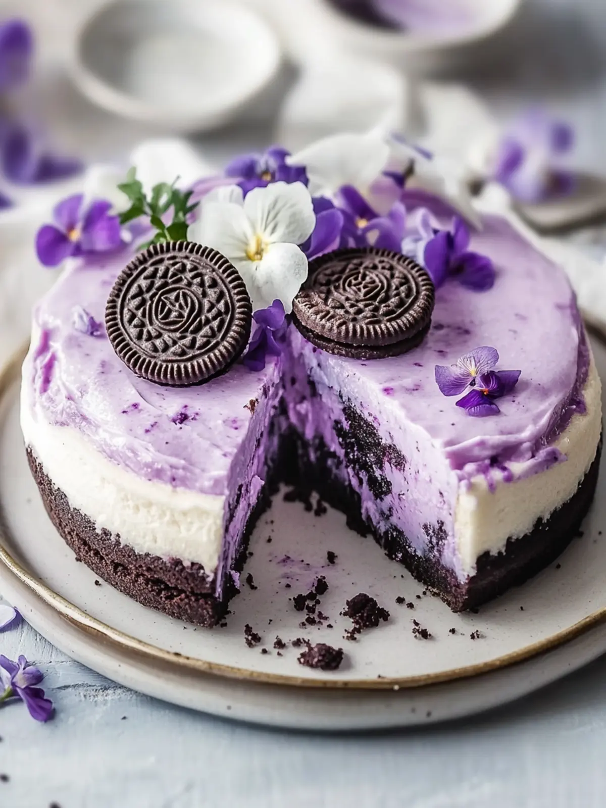 Violetter Oreo Käsekuchen – Der festliche Traum für Genießer 3 Violetter Oreo Käsekuchen