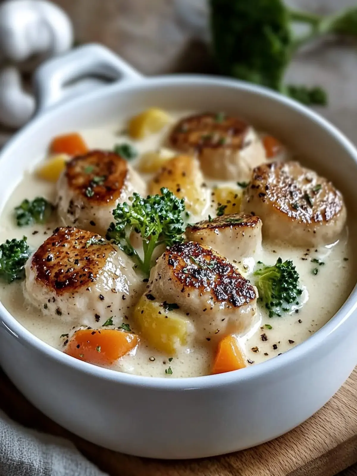 Herzhafte Slow Cooker cremige Knoblauch-Hähnchen mit Gemüse 2 Herzhafte Slow Cooker cremige Knoblauch-Hähnchen