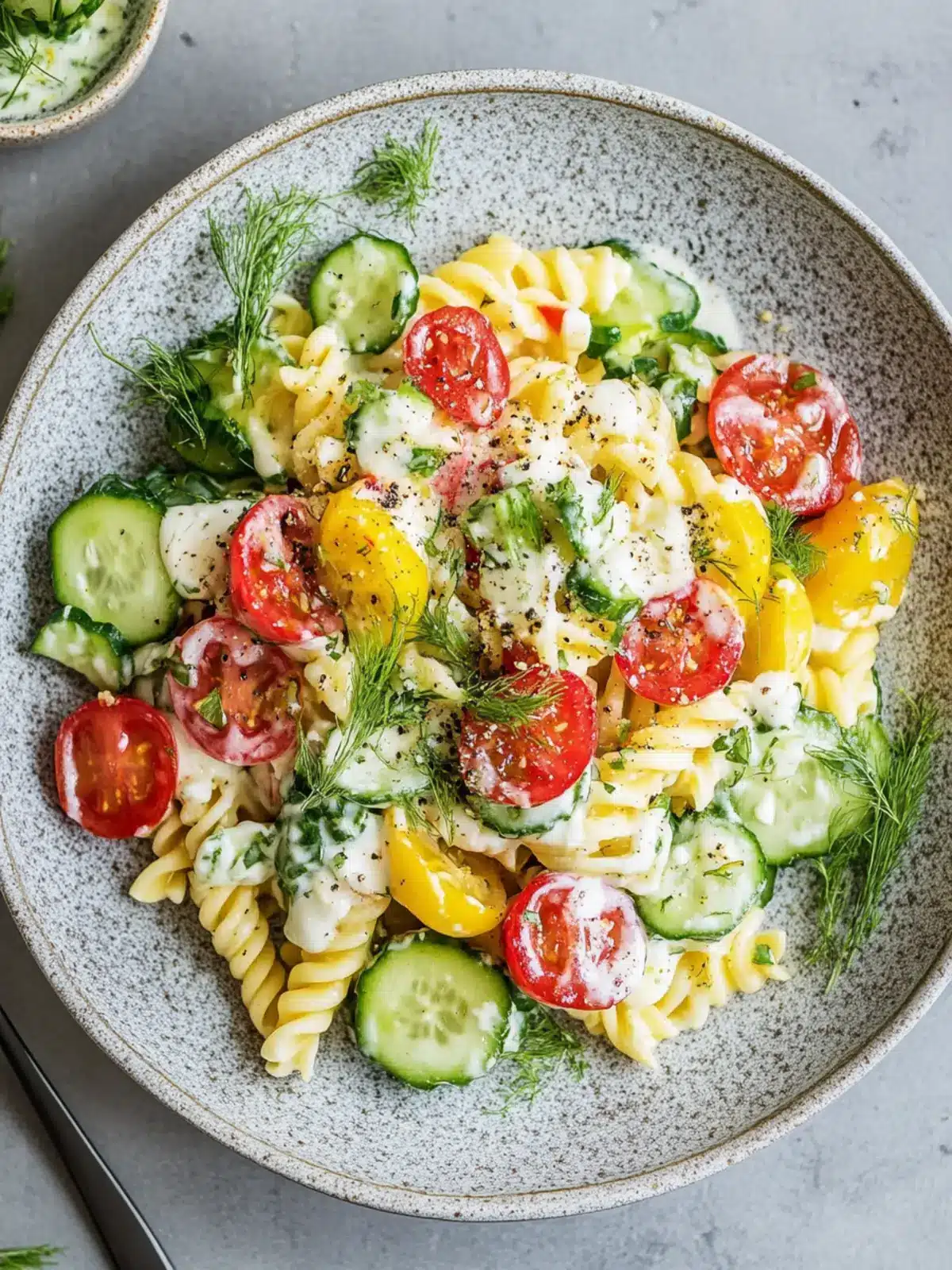 Frischer Nudelsalat mit Joghurtdressing für den Sommergenuss 3 Nudelsalat mit Joghurtdressing