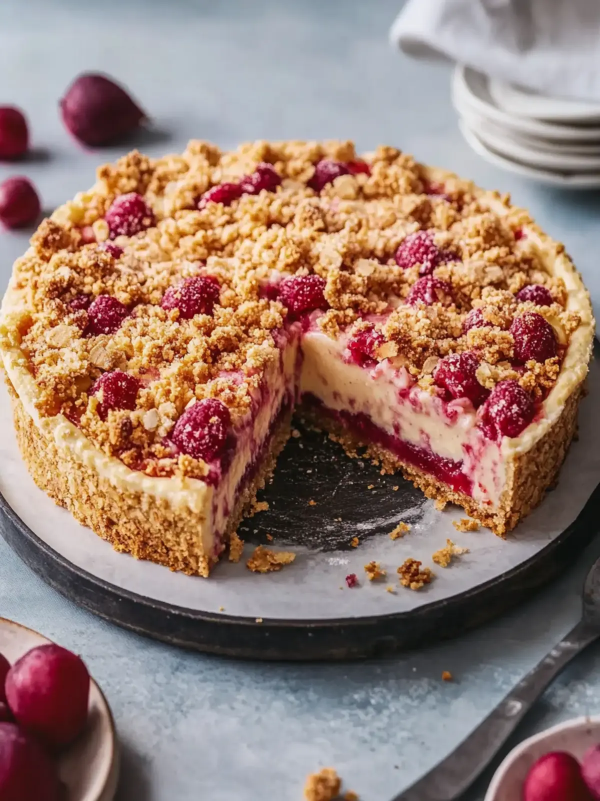 Köstlicher Rhabarber-Streuselkuchen-Käsekuchen für Genießer 5 Köstlicher Rhabarber-Streuselkuchen-Käsekuchen