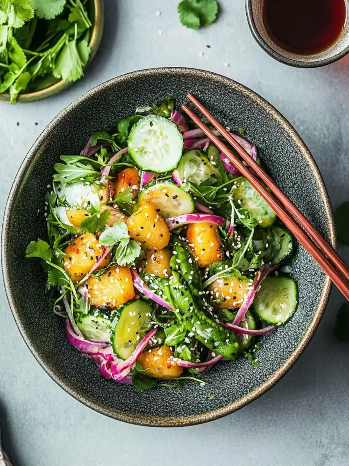 Erfrischender asiatischer Gurkensalat mit eingelegten Zwiebeln 3 Asiatischer Gurkensalat