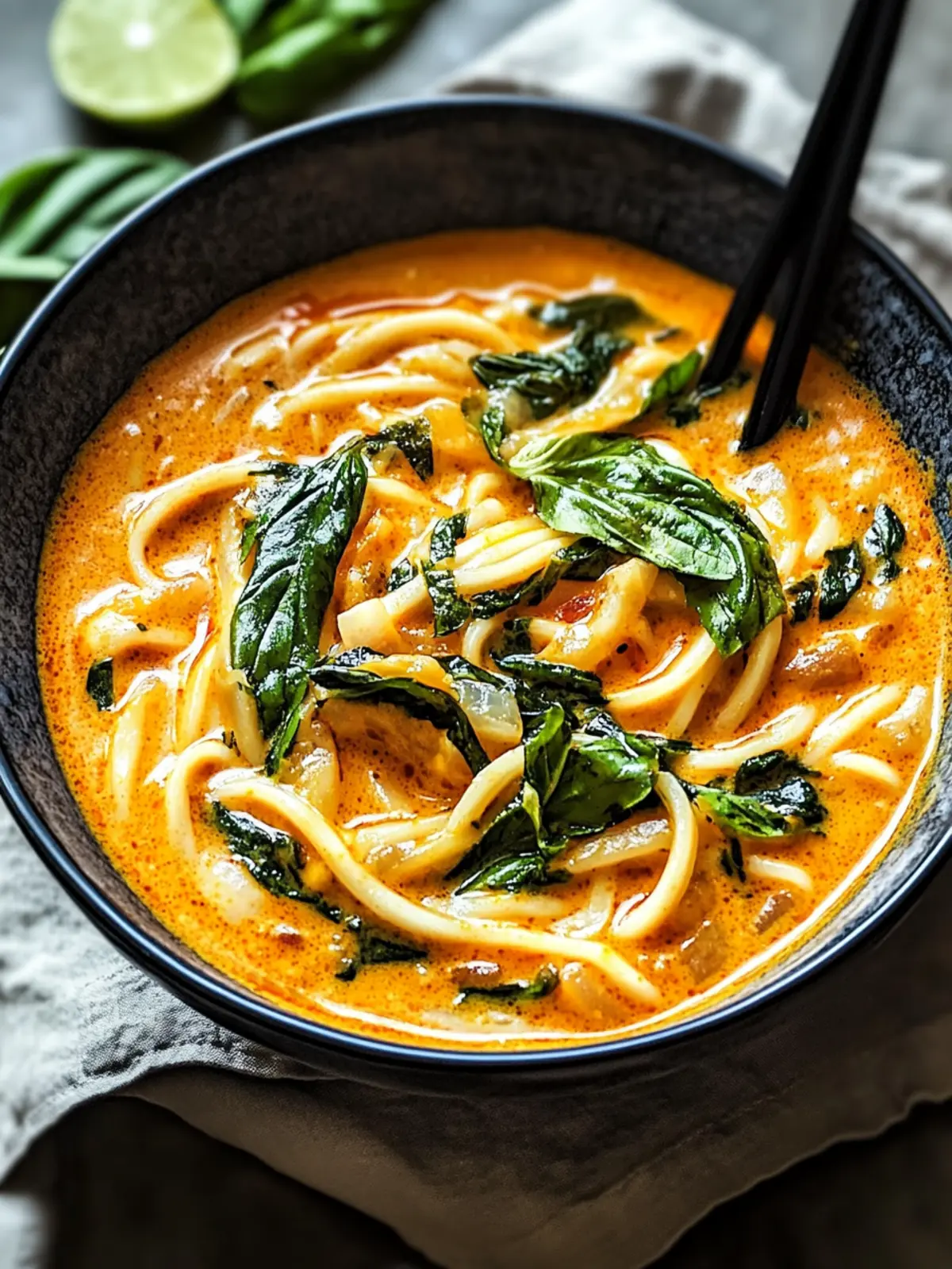 Cremige thailändische rote Curry Udon-Nudeln für schnellen Genuss 2 Cremige thailändische rote Curry Udon-Nudeln