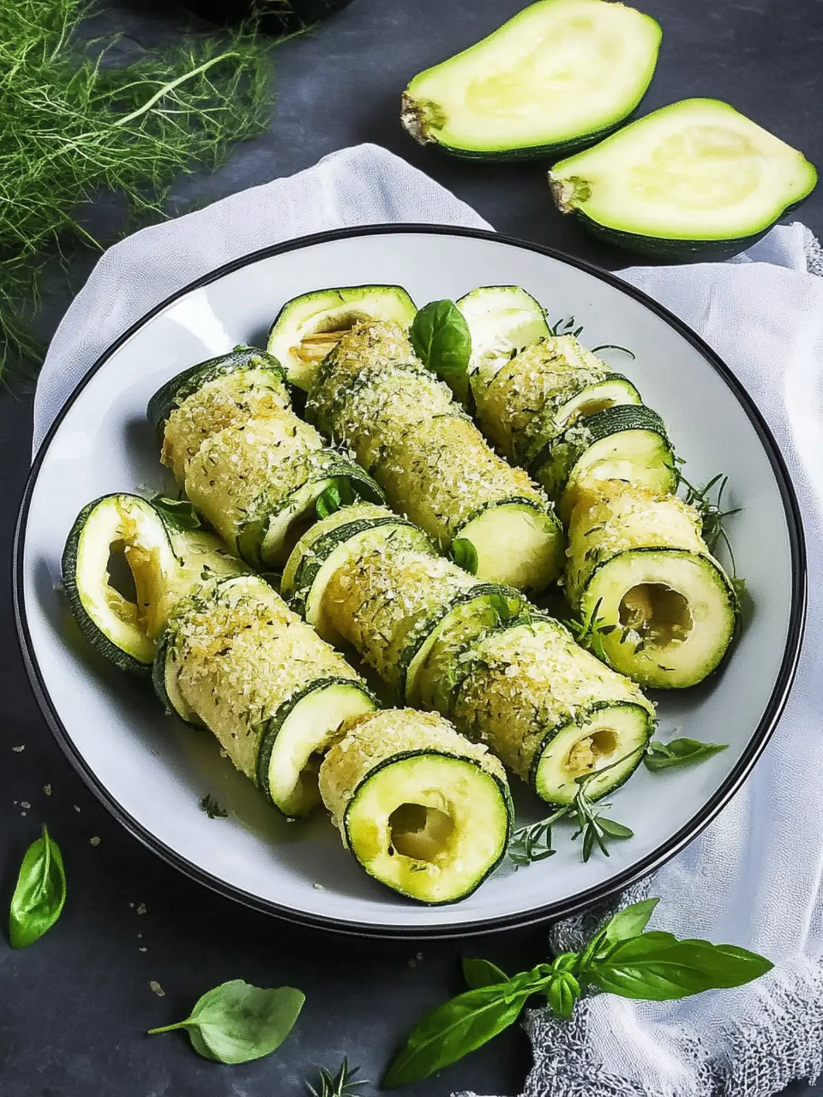 Köstliche Zucchiniröllchen mit Schinken und Käse genießen 5 Zucchiniröllchen