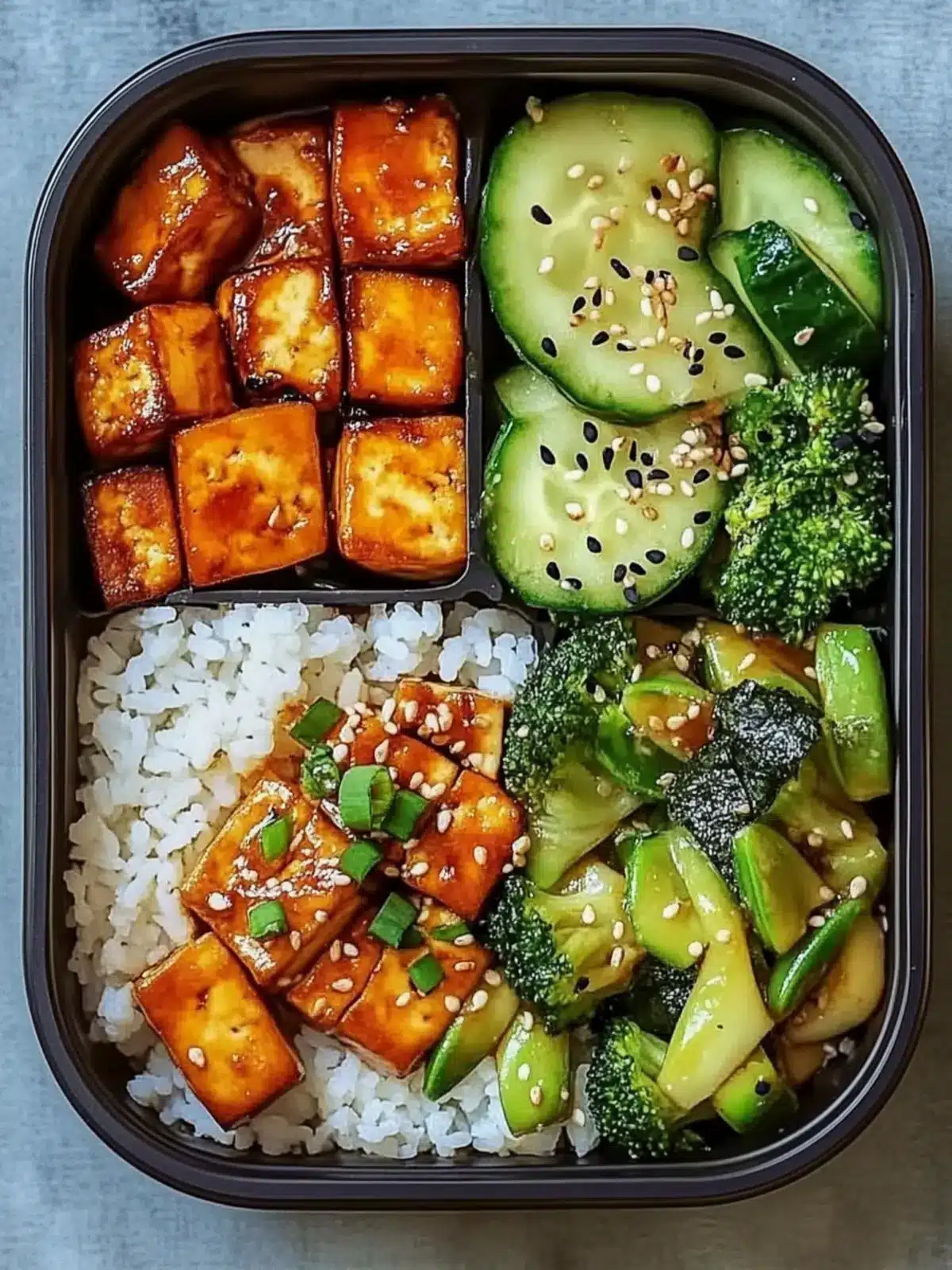 Vegane Tofu Teriyaki Bento Box für genussvolle Mittagsmomente 2 Vegane Tofu-Teriyaki-Bento-Box