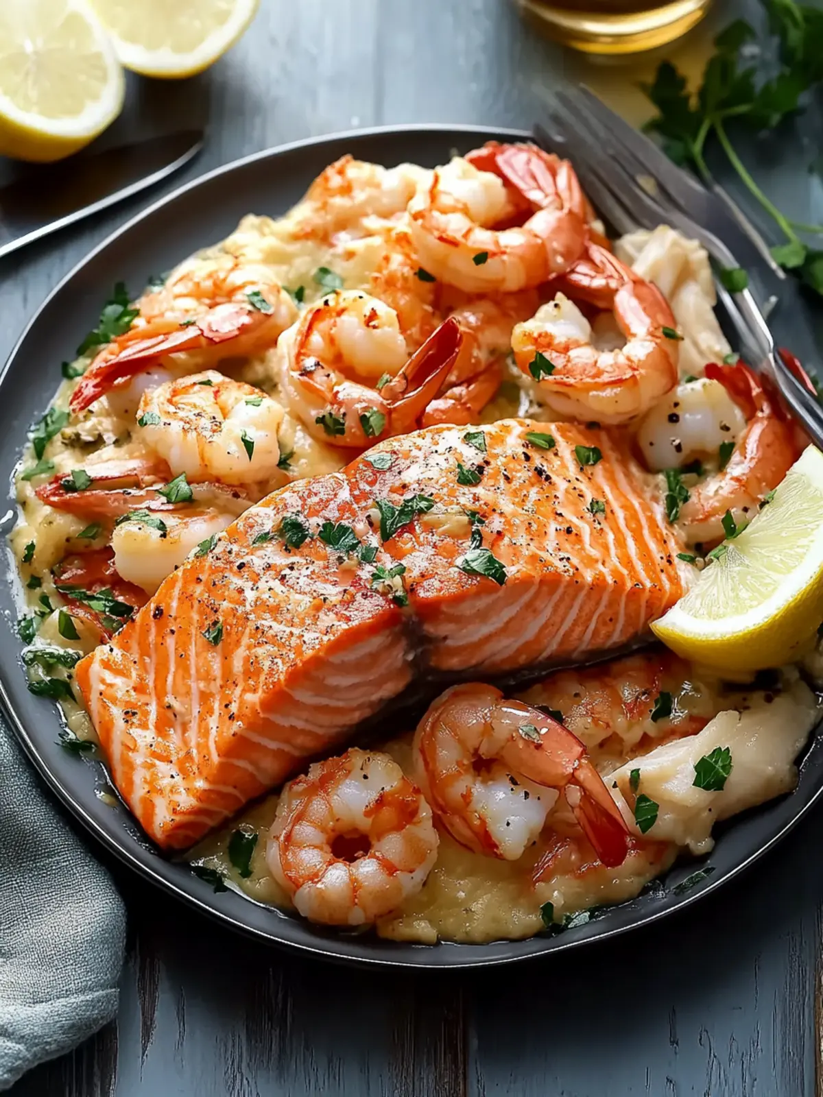 Saftiger Lachs mit Krabben und Garnelen – Ein Gourmettraum 3 Saftiger Lachs mit Krabben und Garnelen
