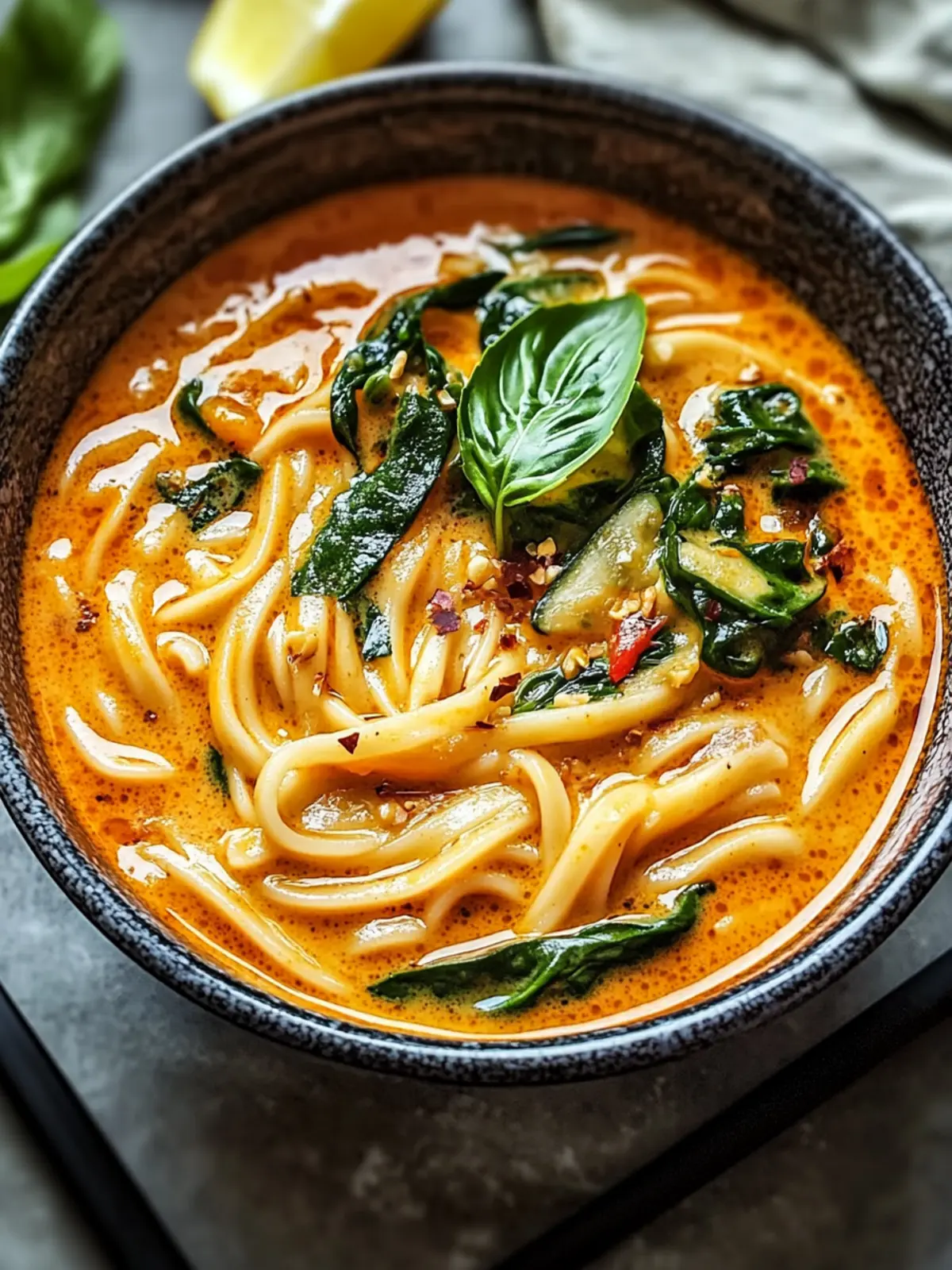 Cremige thailändische rote Curry Udon-Nudeln für schnellen Genuss 5 Cremige thailändische rote Curry Udon-Nudeln