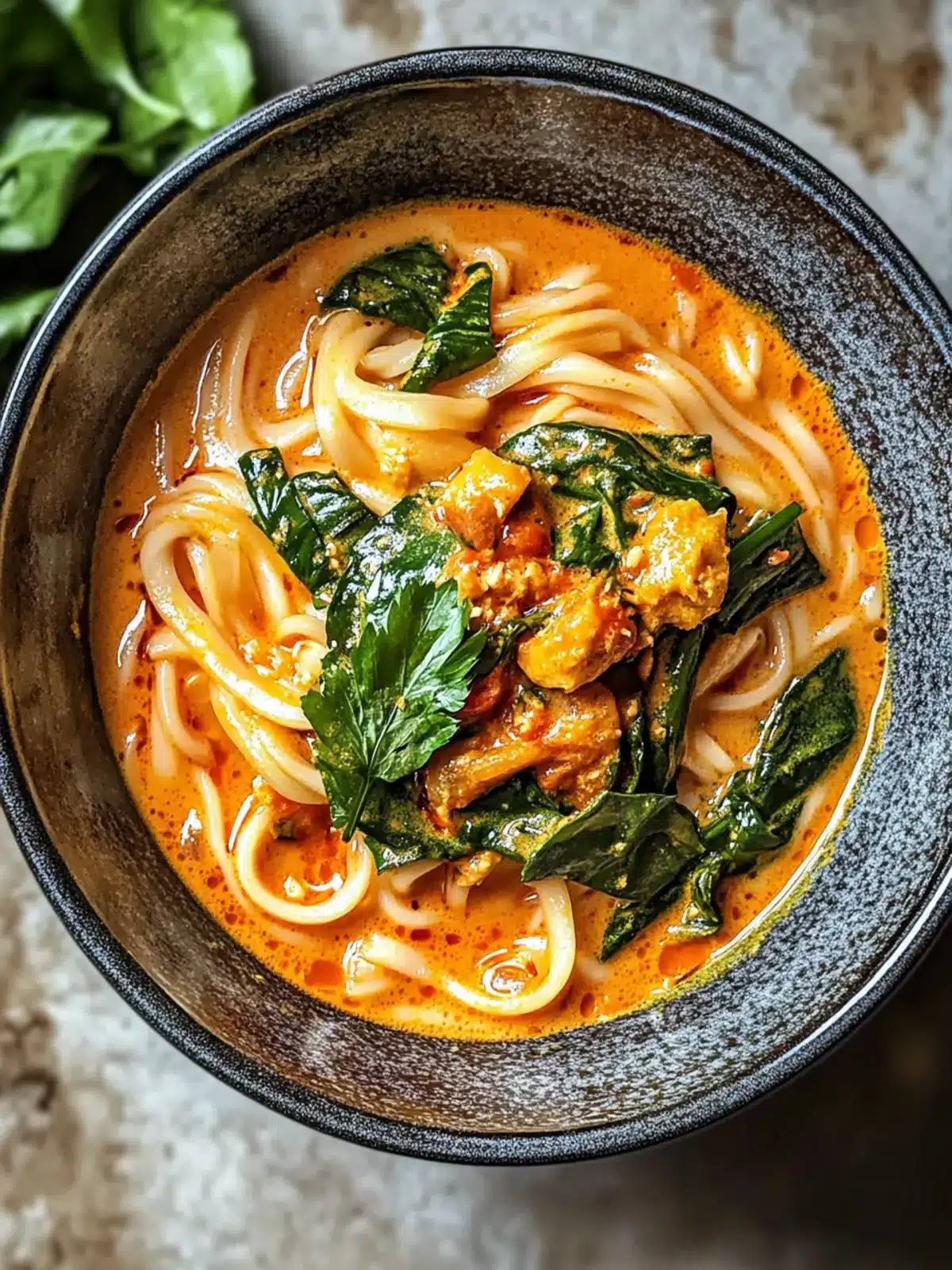 Cremige thailändische rote Curry Udon-Nudeln für schnellen Genuss 4 Cremige thailändische rote Curry Udon-Nudeln