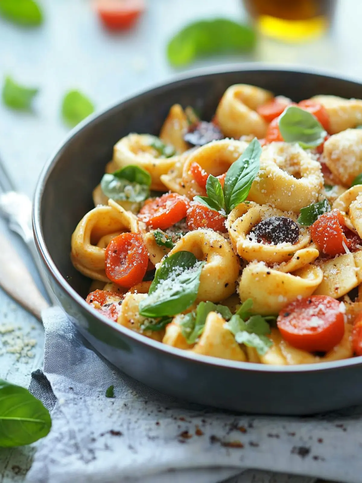 Geröstete rote Paprika und Parmesan Tortellini Salat für den Sommer 5 Geröstete rote Paprika und Parmesan Tortellini Salat