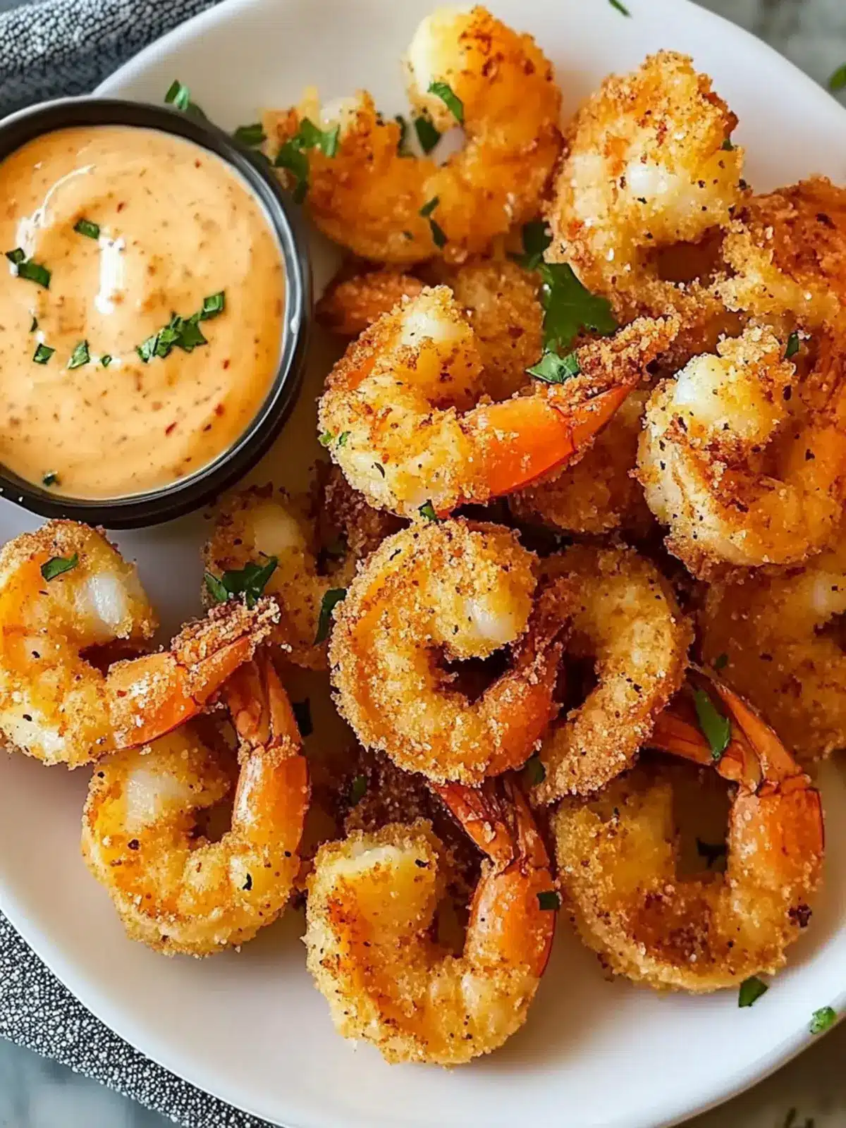 Knusprige Airfryer Garnelen mit Sriracha-Mayonnaise genießen 2 Fried shrimp from the air fryer with Sriracha mayonnaise