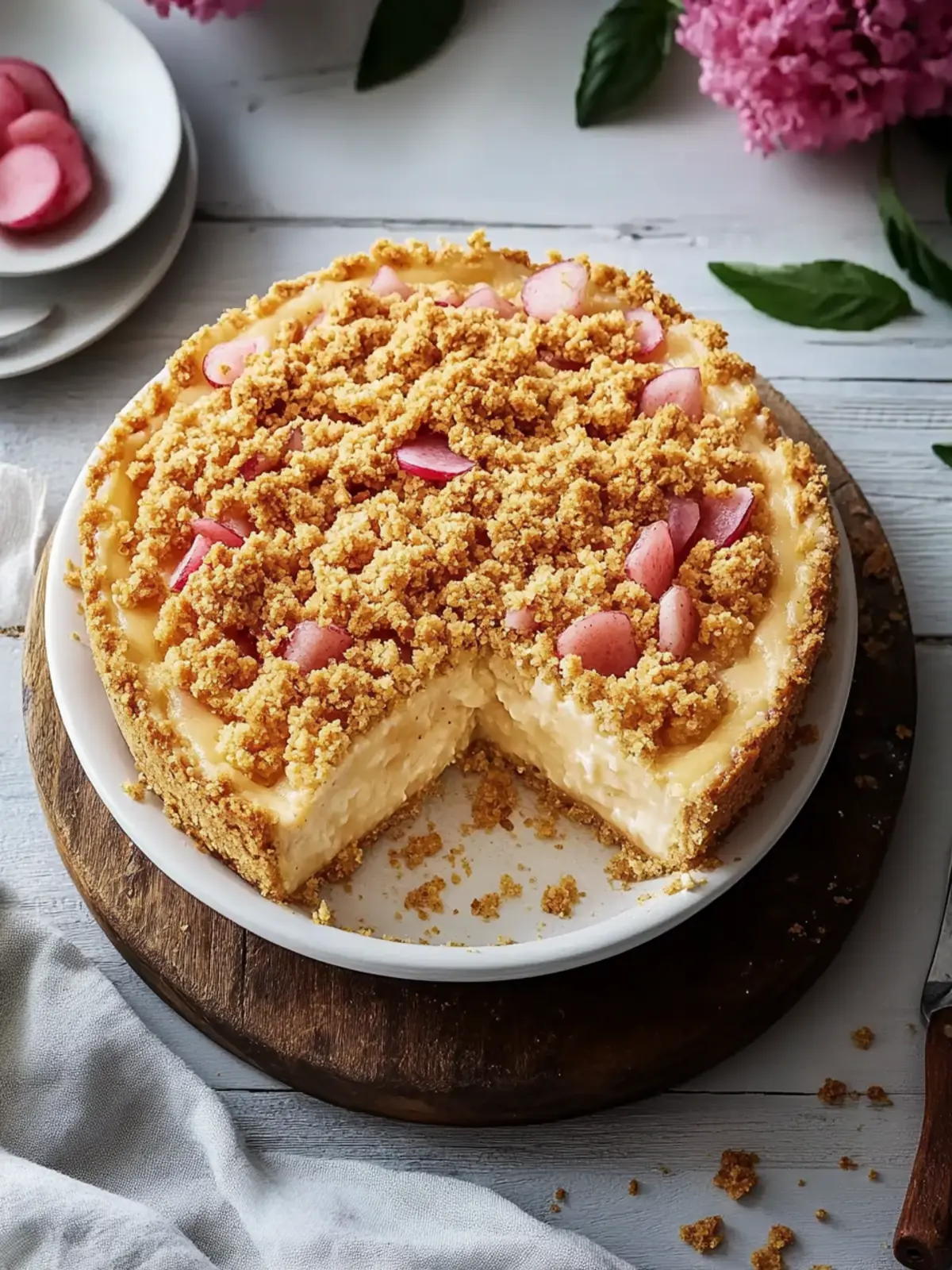 Köstlicher Rhabarber-Streuselkuchen-Käsekuchen für Genießer 4 Köstlicher Rhabarber-Streuselkuchen-Käsekuchen