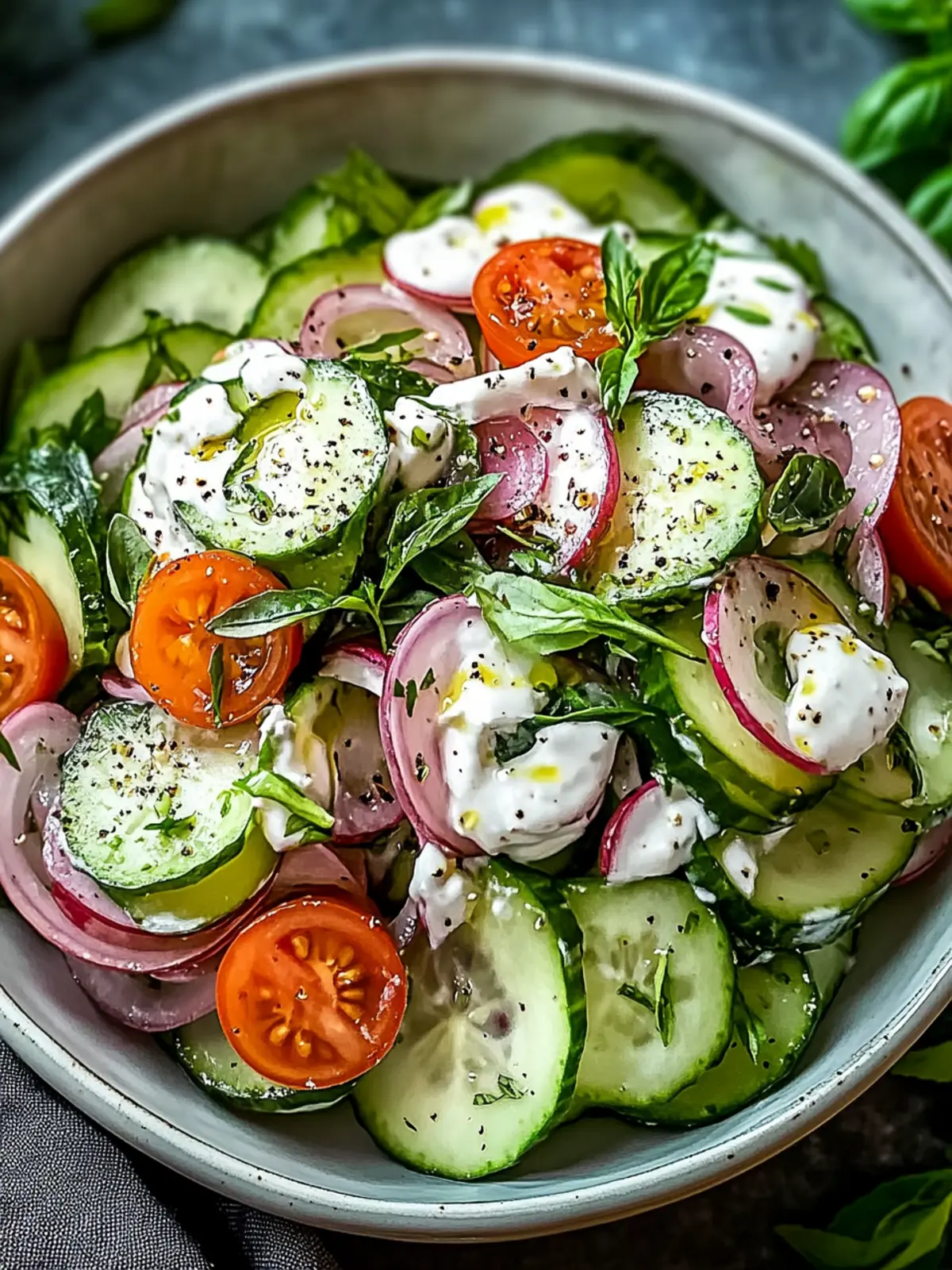 Erfrischender Cremiger Gurkensalat für den perfekten Sommergenuss 2 Cremiger Gurkensalat