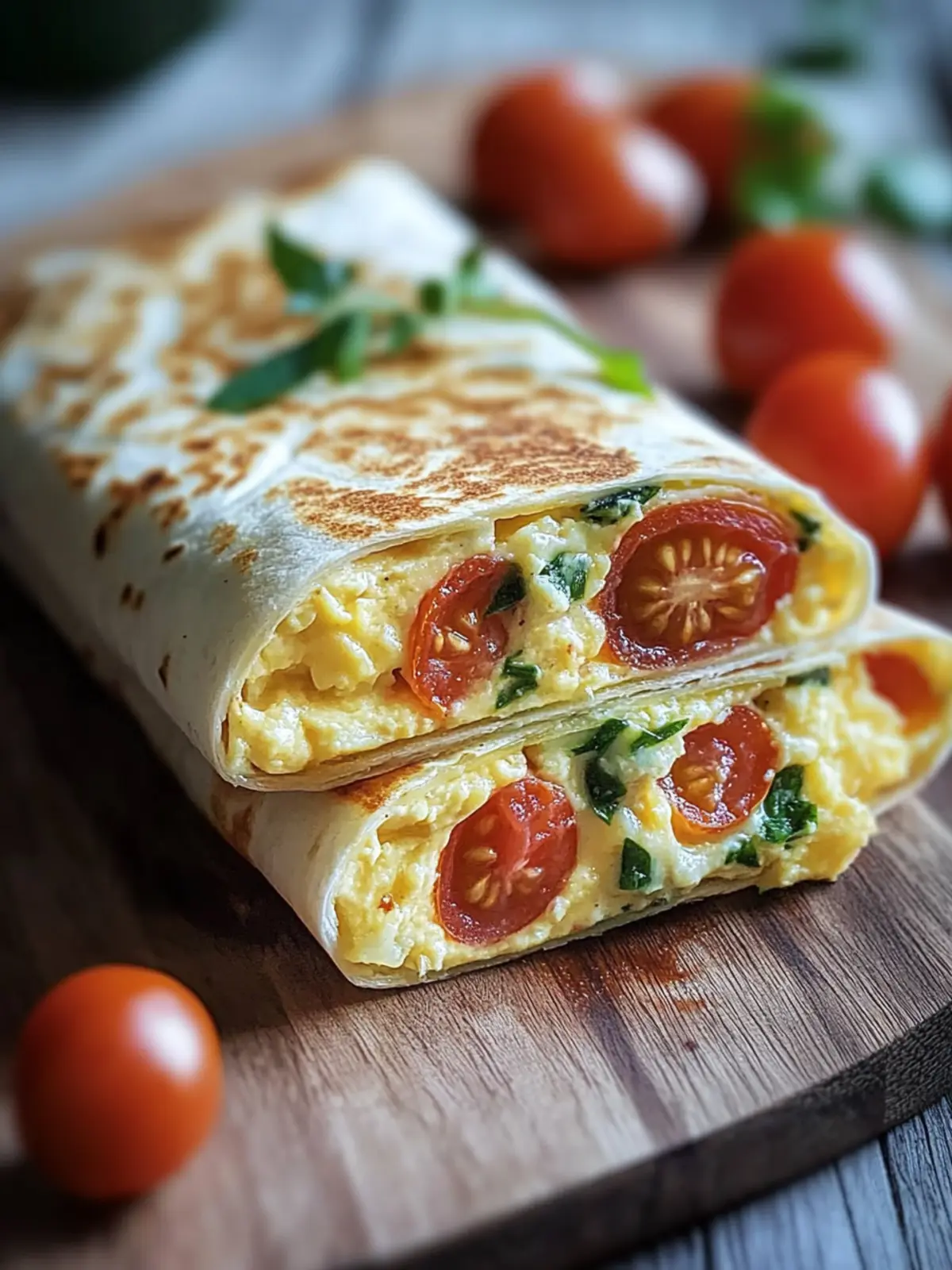 Schneller Frühstückswrap mit Ei, Käse und frischen Tomaten 5 Frühstückswrap mit Ei, Käse und Tomaten