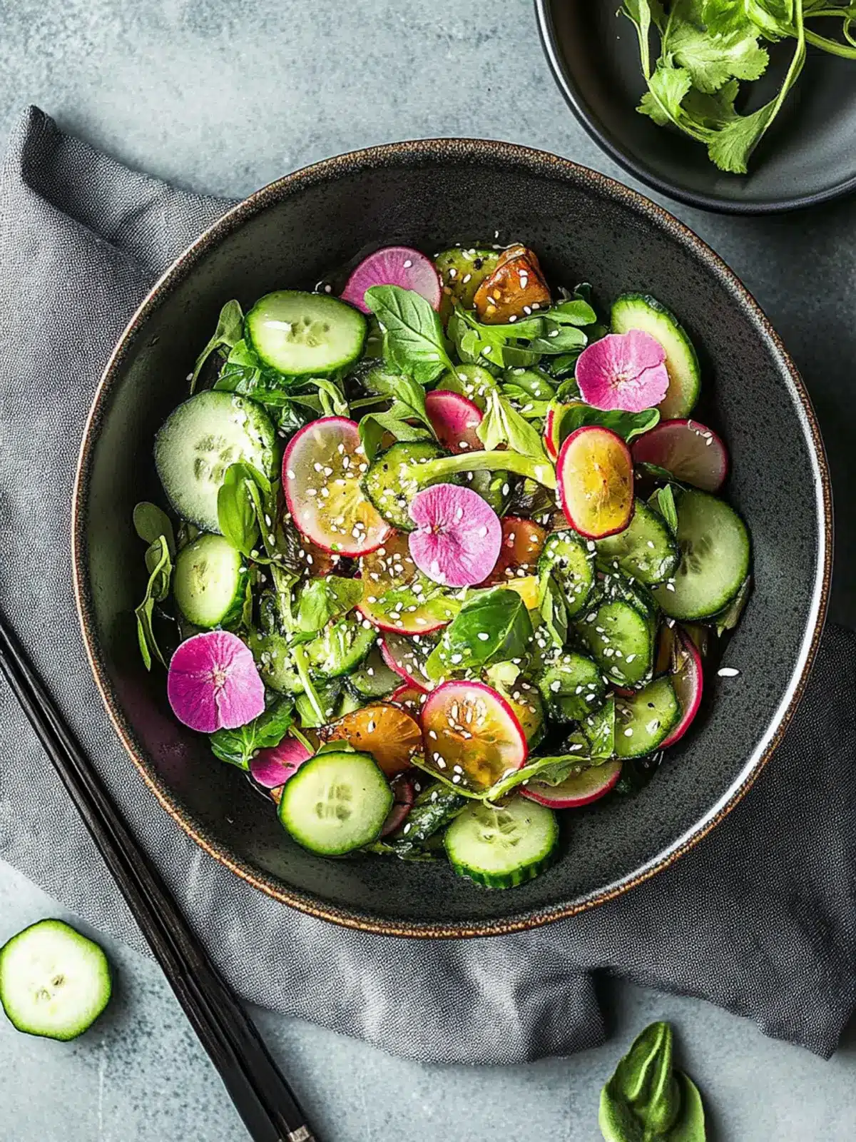 Erfrischender asiatischer Gurkensalat mit eingelegten Zwiebeln 5 Asiatischer Gurkensalat